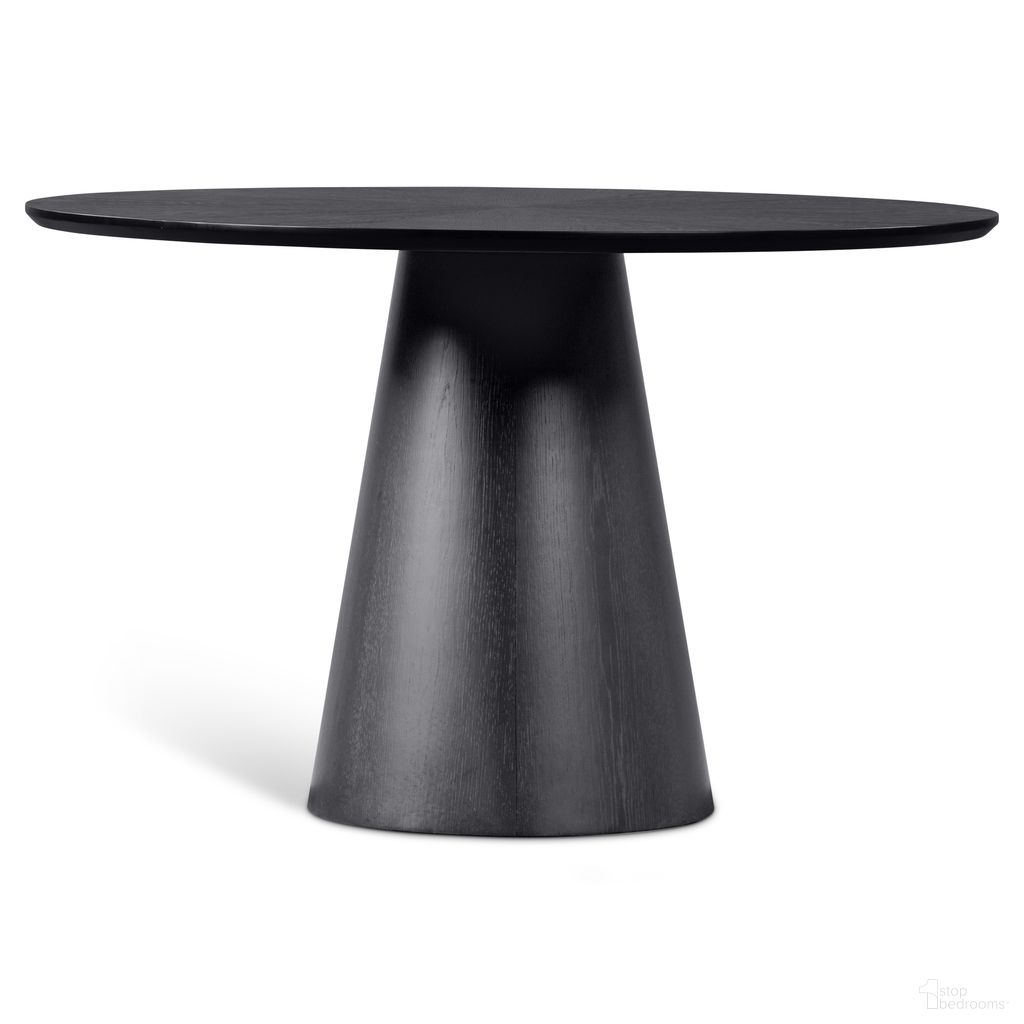 Modern Brazilian Mona Wooden Top Round Dining Table In Ebano