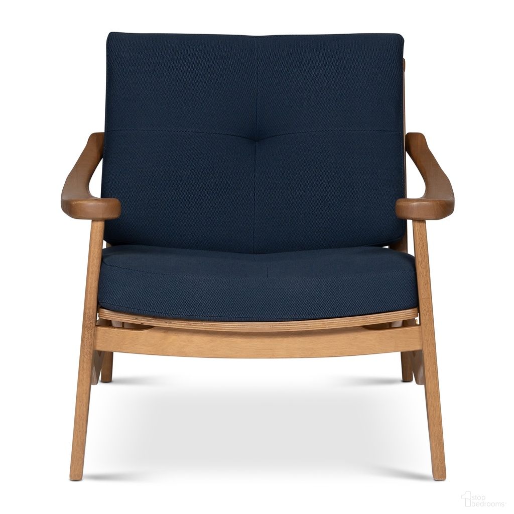 Modern Brazilian Romeo Accent Chair In Pecan and Navy Blue
