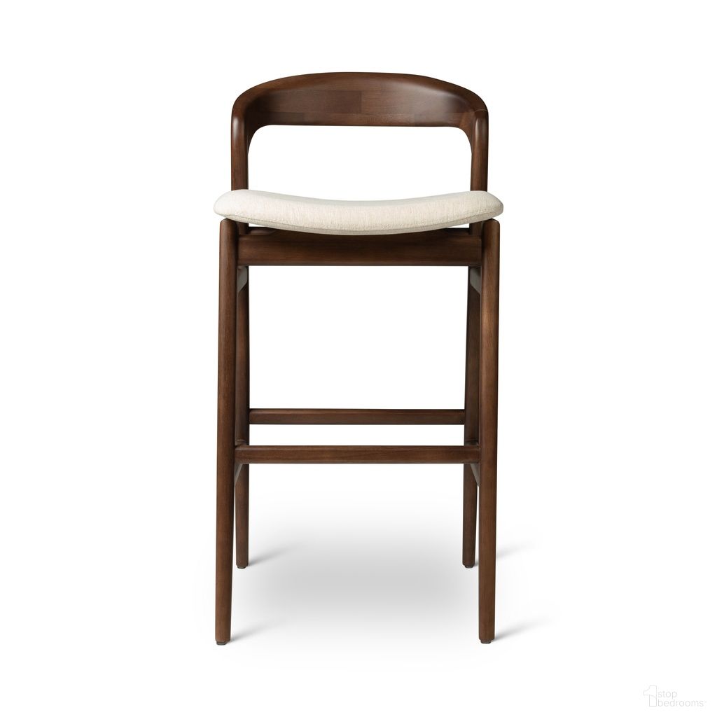 The appearance of Modern Brazilian Velma Barstool In Medley Ivory and Nogal designed by Urbia in the modern / contemporary interior design. This medley ivory/nogal piece of furniture  was selected by 1StopBedrooms from Modern Brazilian Collection to add a touch of cosiness and style into your home. Sku: BSM-226884-06. Material: Fabric.