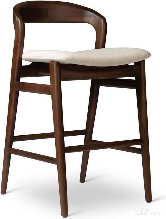 The appearance of Modern Brazilian Velma Counter Stool In Medley Ivory Seat and Nogal Frame designed by Urbia in the modern / contemporary interior design. This nogal piece of furniture was selected by 1StopBedrooms from Modern Brazilian Collection to add a touch of cosiness and style into your home. Sku: BSM-226890-06. Material: Fabric.