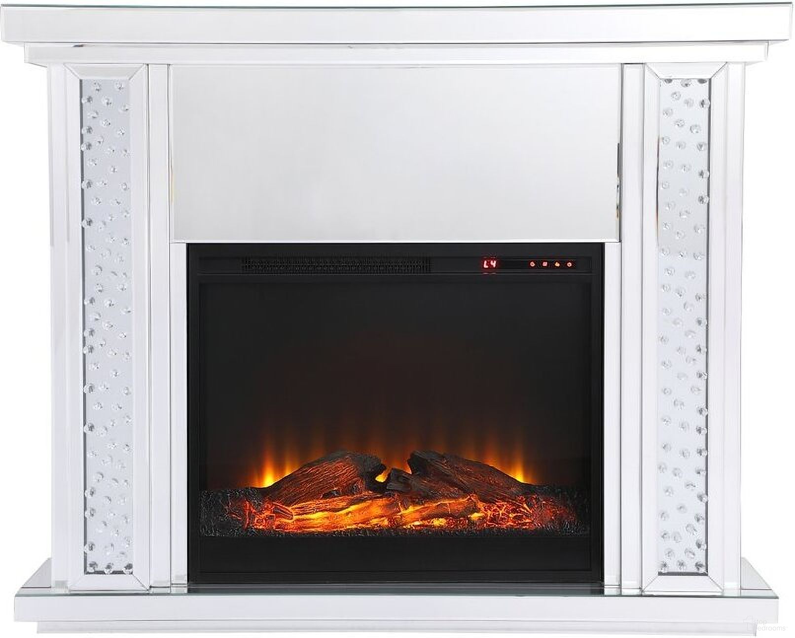The appearance of Modern Clear Mantle With Fireplace MF9901-F1 designed by Elegant Lighting in the modern / contemporary interior design. This clear piece of furniture  was selected by 1StopBedrooms from Modern Collection to add a touch of cosiness and style into your home. Sku: MF9901-F1. Material: MDF.