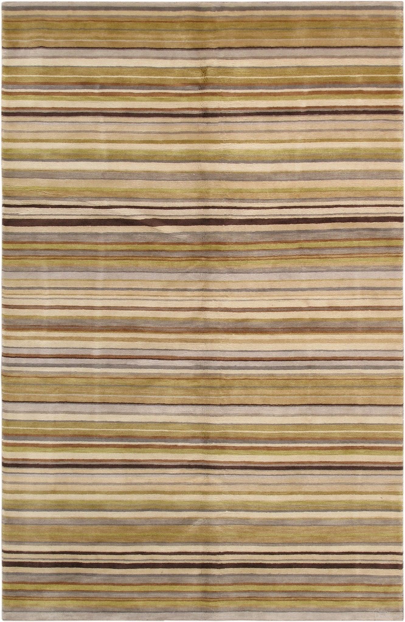 Modern Collection Hand-Knotted Lamb's Wool Area Rug- 5' 0" x 7' 11" In Multi