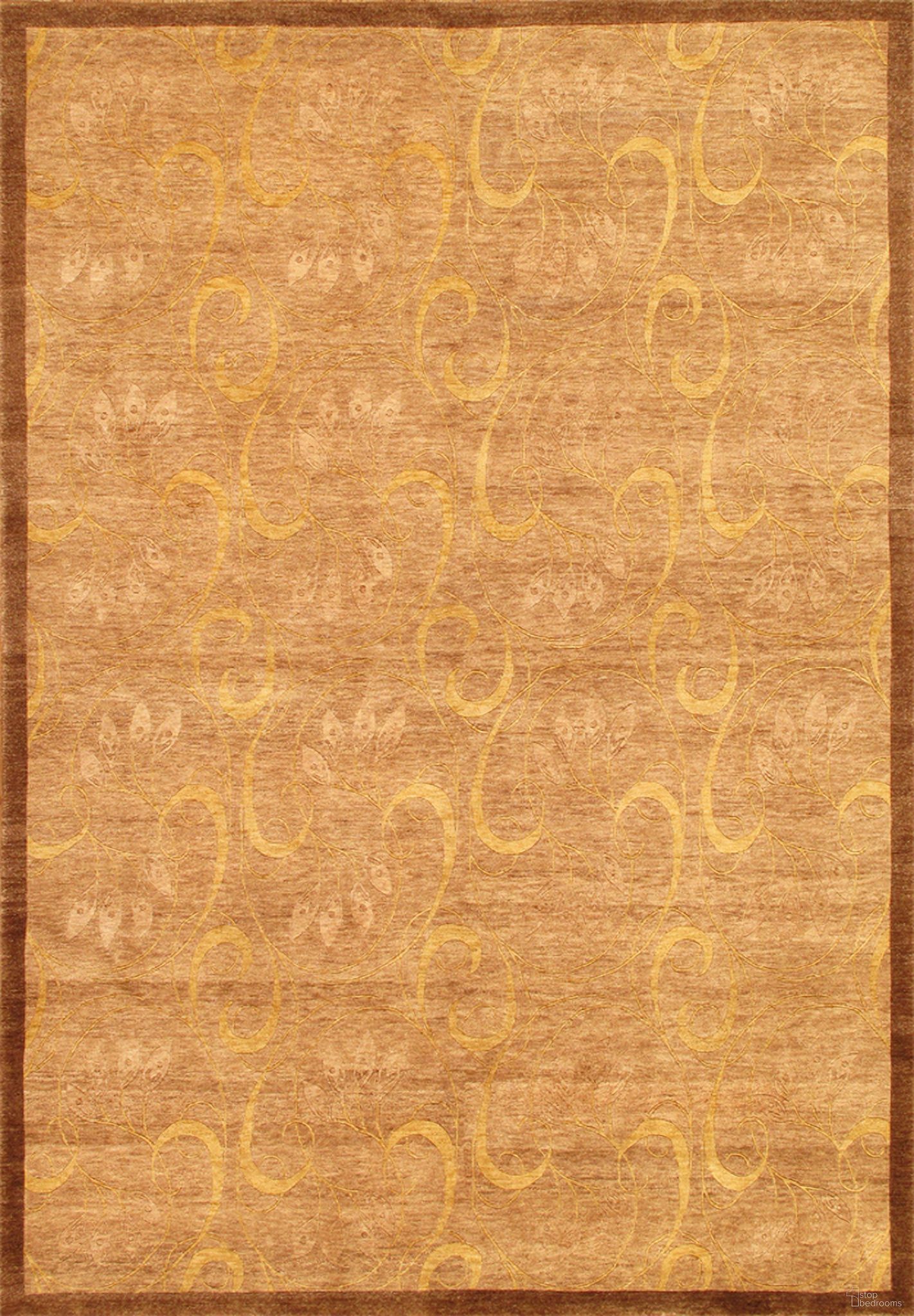 Modern Collection Hand-Knotted Lamb's Wool Area Rug- 5' 5" x 8' In Light Brown