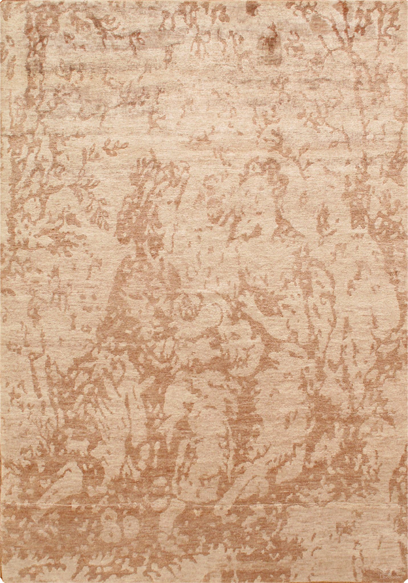Modern Collection Hand-Knotted Pure Silk Area Rug- 5' 8" x 7'10" In Camel