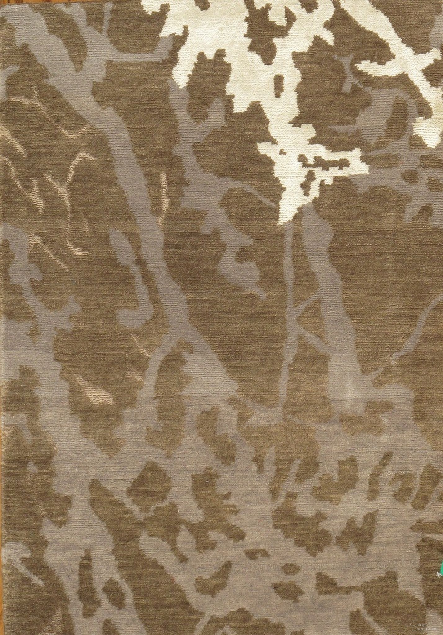 Modern Collection Hand-Knotted Silk and Wool Area Rug- 2' x 3' In Brown