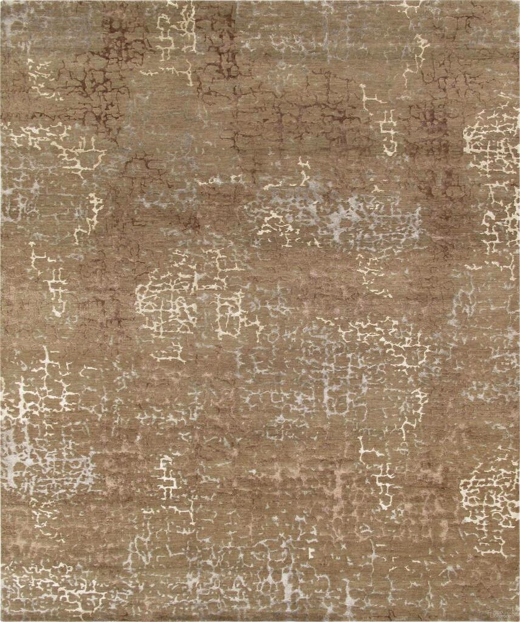 Modern Collection Hand-Knotted Silk and Wool Area Rug- 2' x 3' In Brown