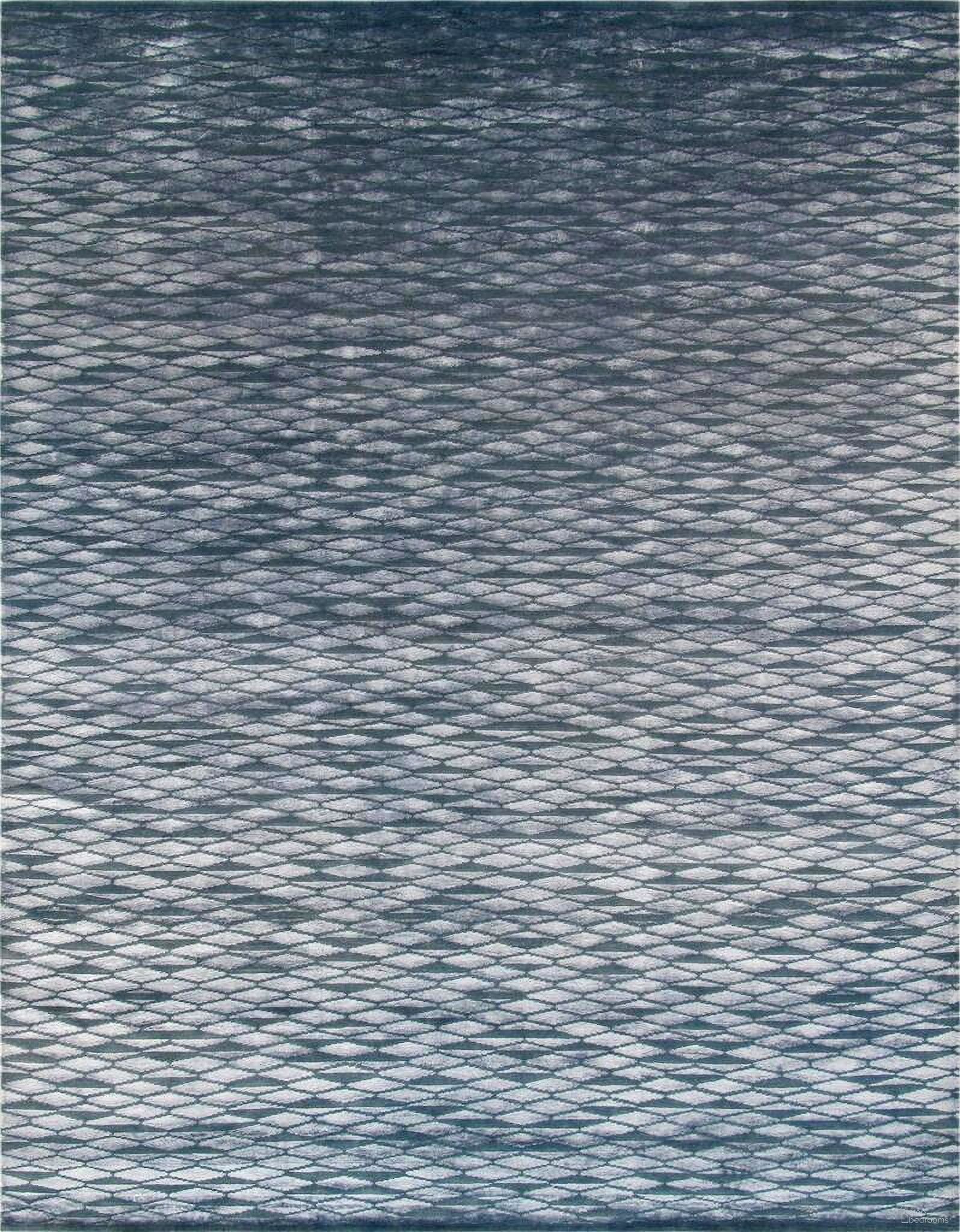 Modern Collection Hand-Knotted Silk and Wool Area Rug- 8' 2" x 10' In Blue