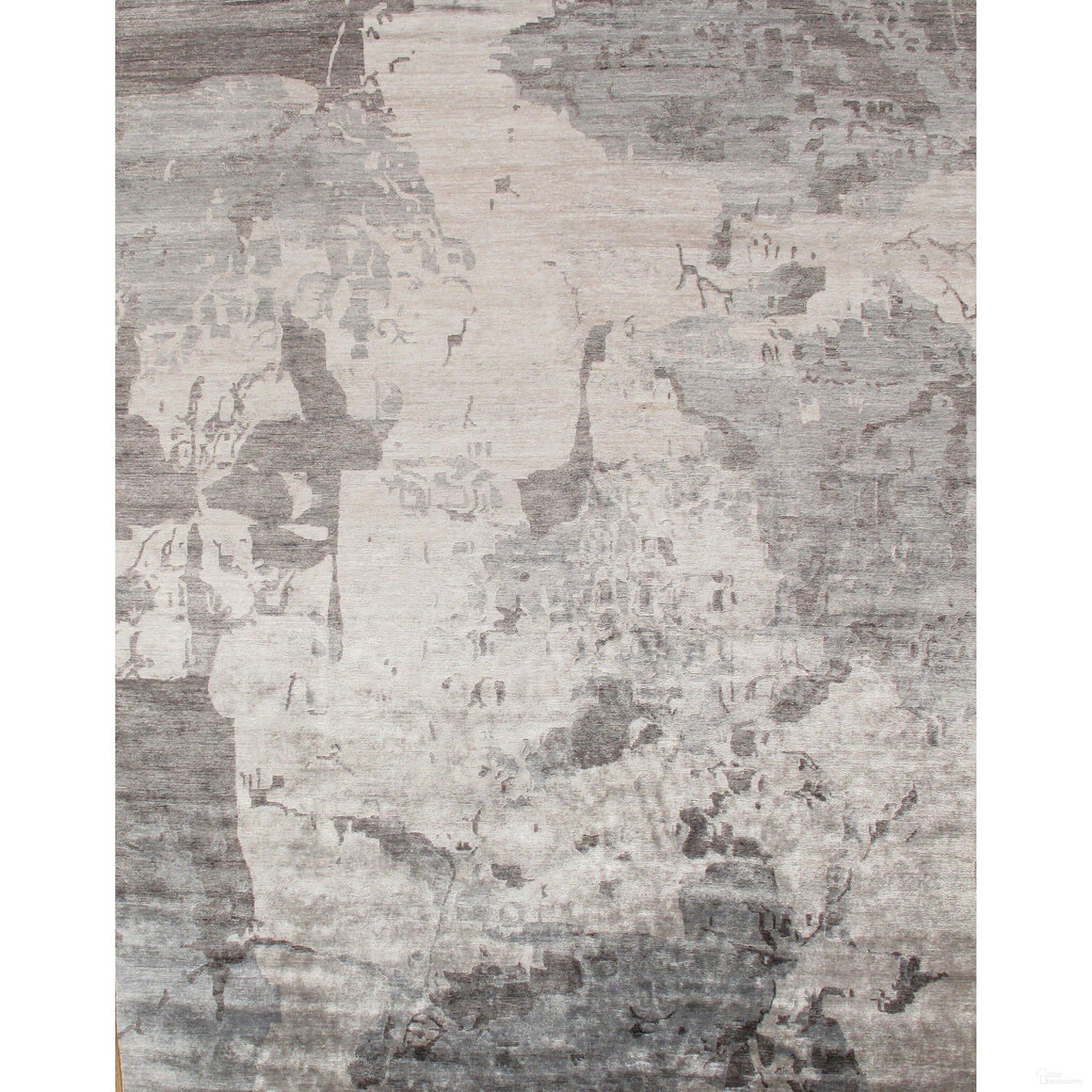 Modern Collection Hand-Knotted Silk Area Rug- 5' 11" x 8' 10" In Light Gray and Grey
