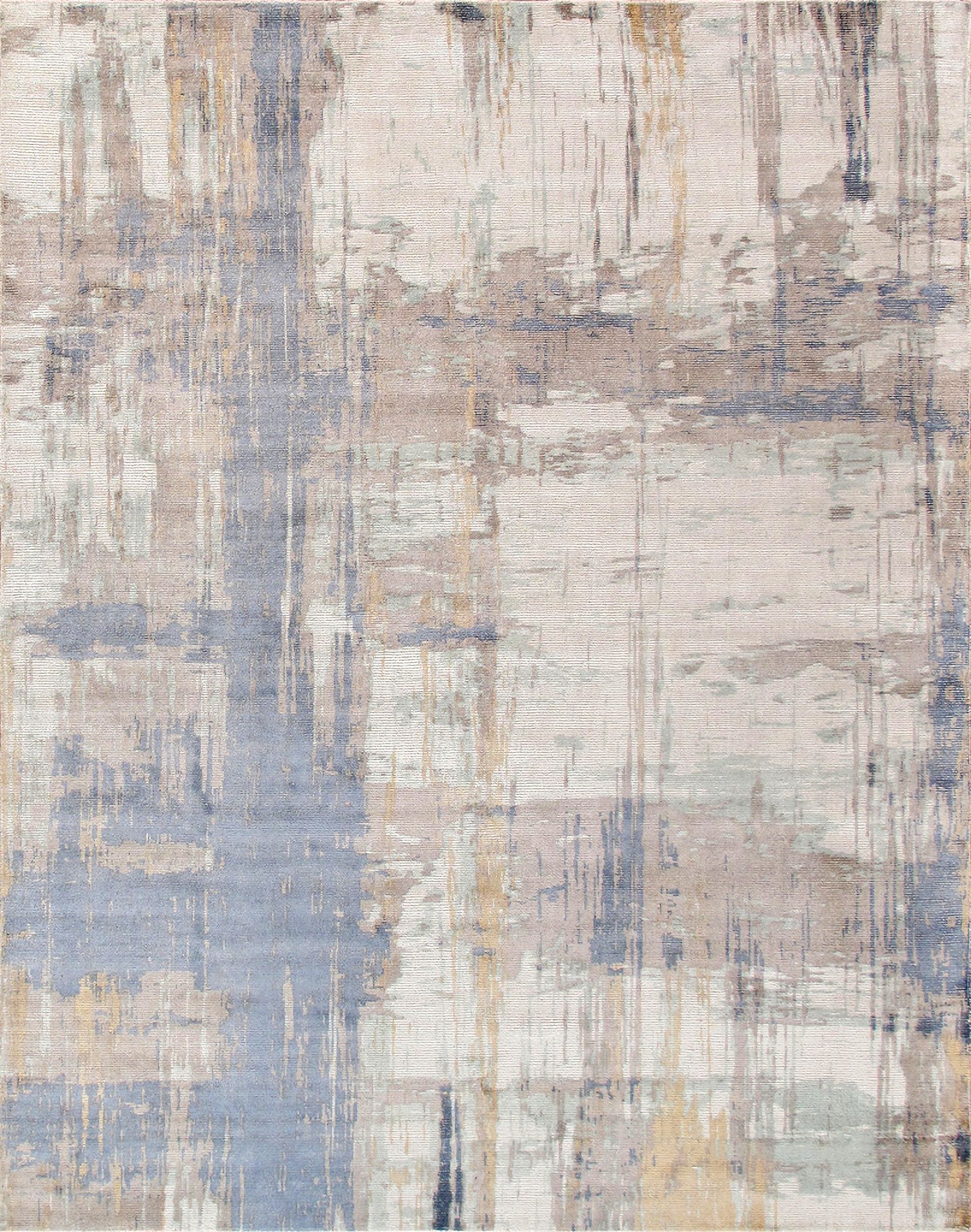 Modern Collection Hand-Loomed Area Rug-10' x 14' In Ivory and Blue