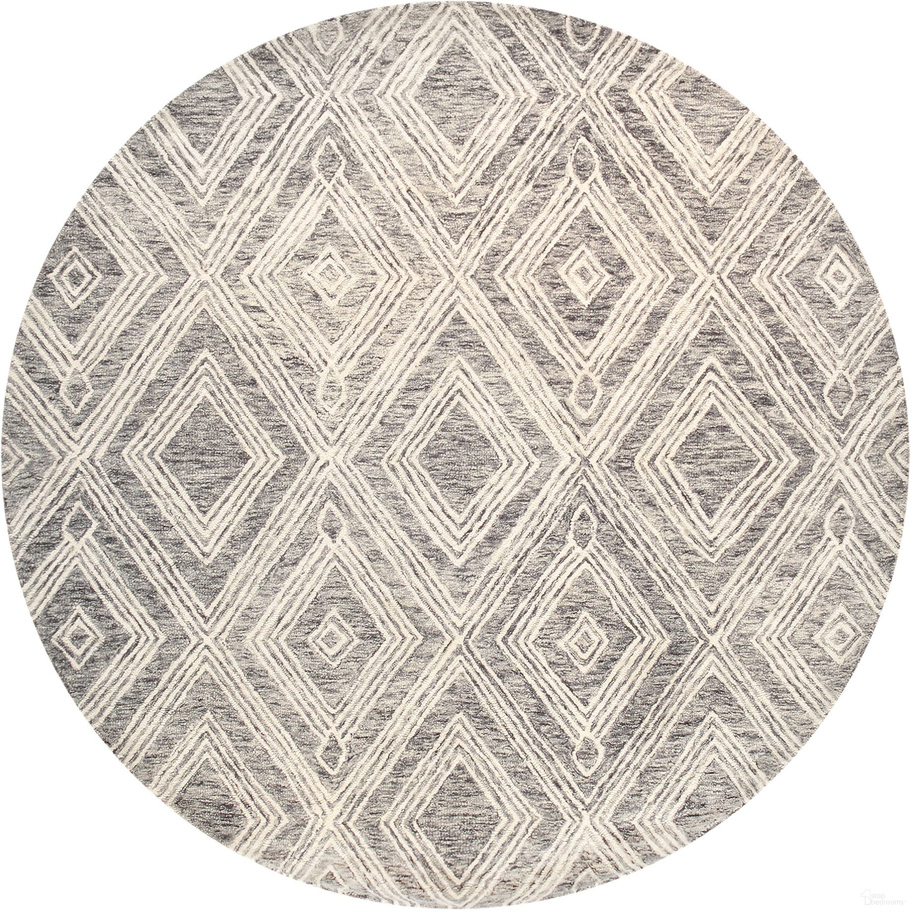 Modern Collection Hand-Tufted Bamboo Silk and Wool Area Rug, 6' x 6' In Ivory and Silver
