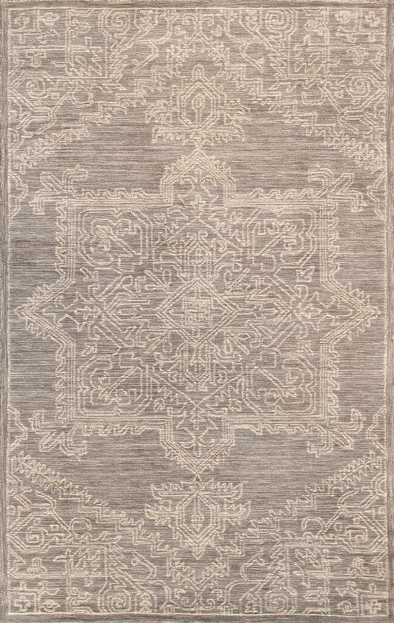 Modern Collection Hand-Tufted Bamboo Silk and Wool Area Rug, 9' 9" x 13' 9" In Ivory and Silver
