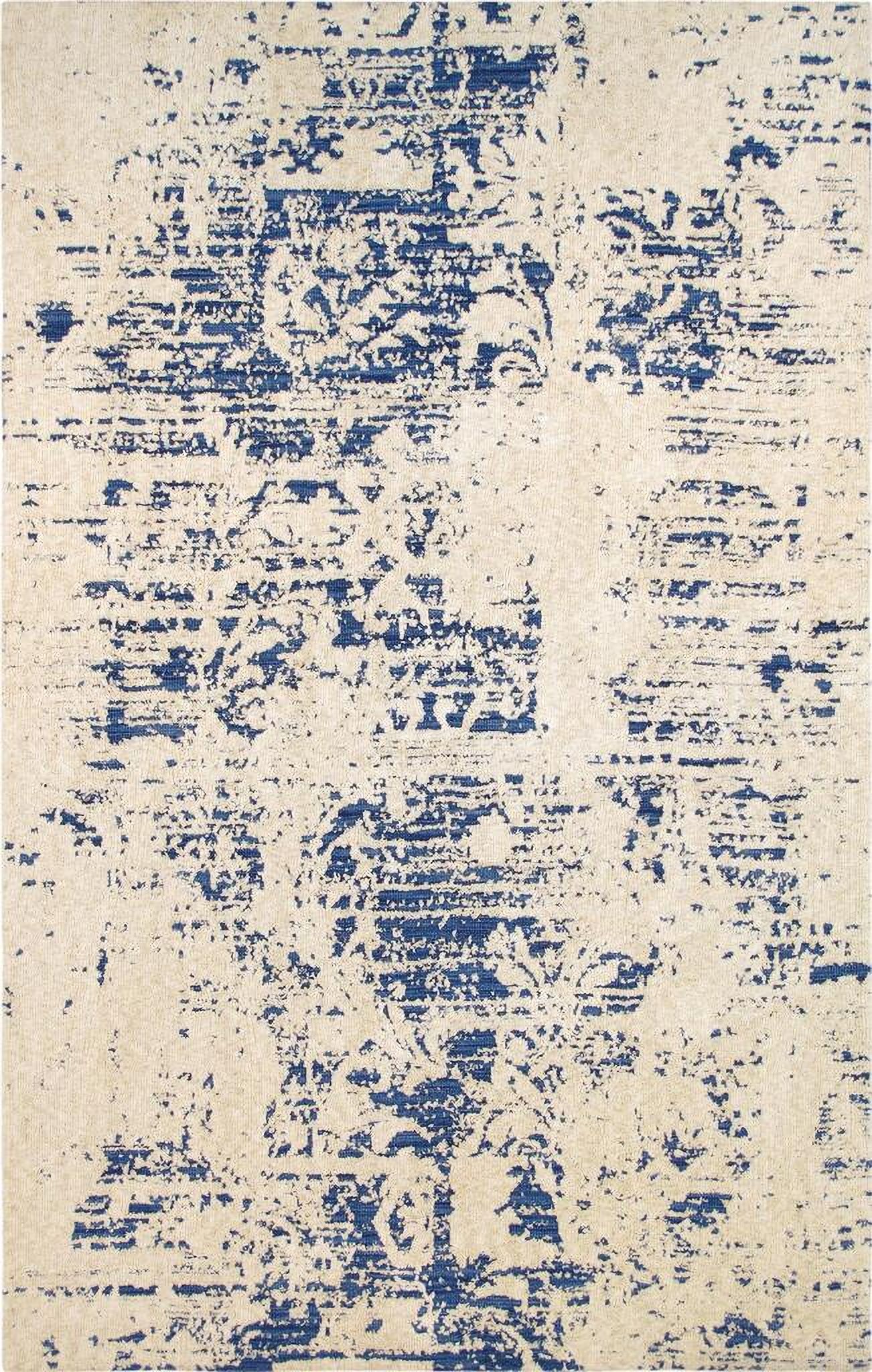 Modern Collection Hand-Tufted Microfiber Area Rug- 5' x 8' In Beige and Blue