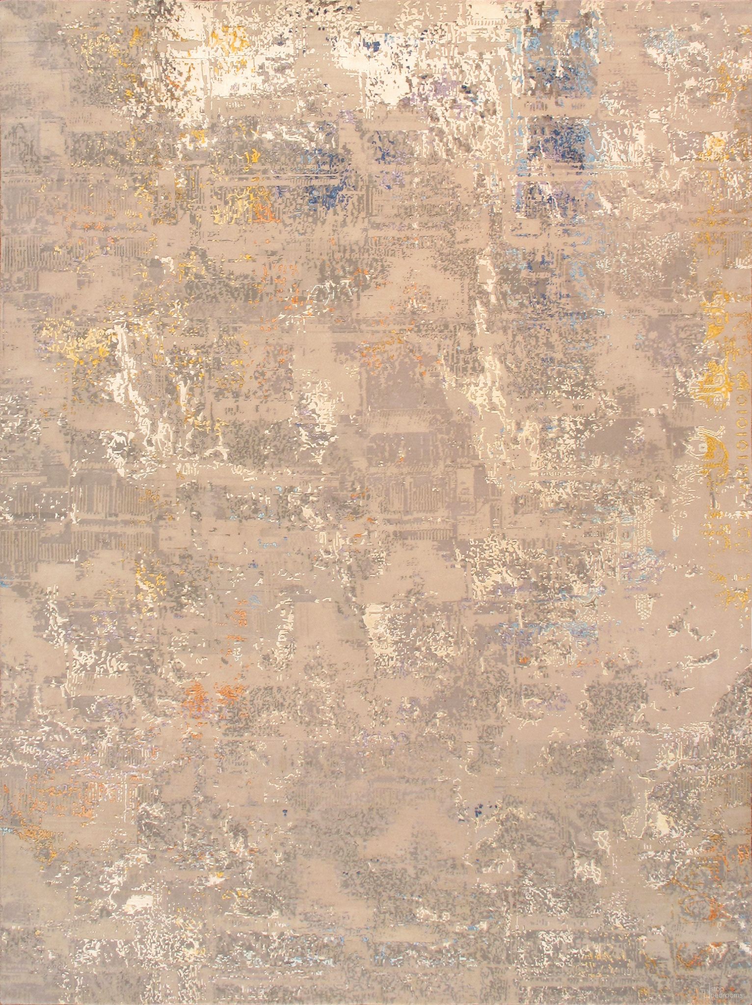 Modern Collection Hand-Tufted Silk and Wool Area Rug- 9' 2" x 12' 3" In Beige and Grey