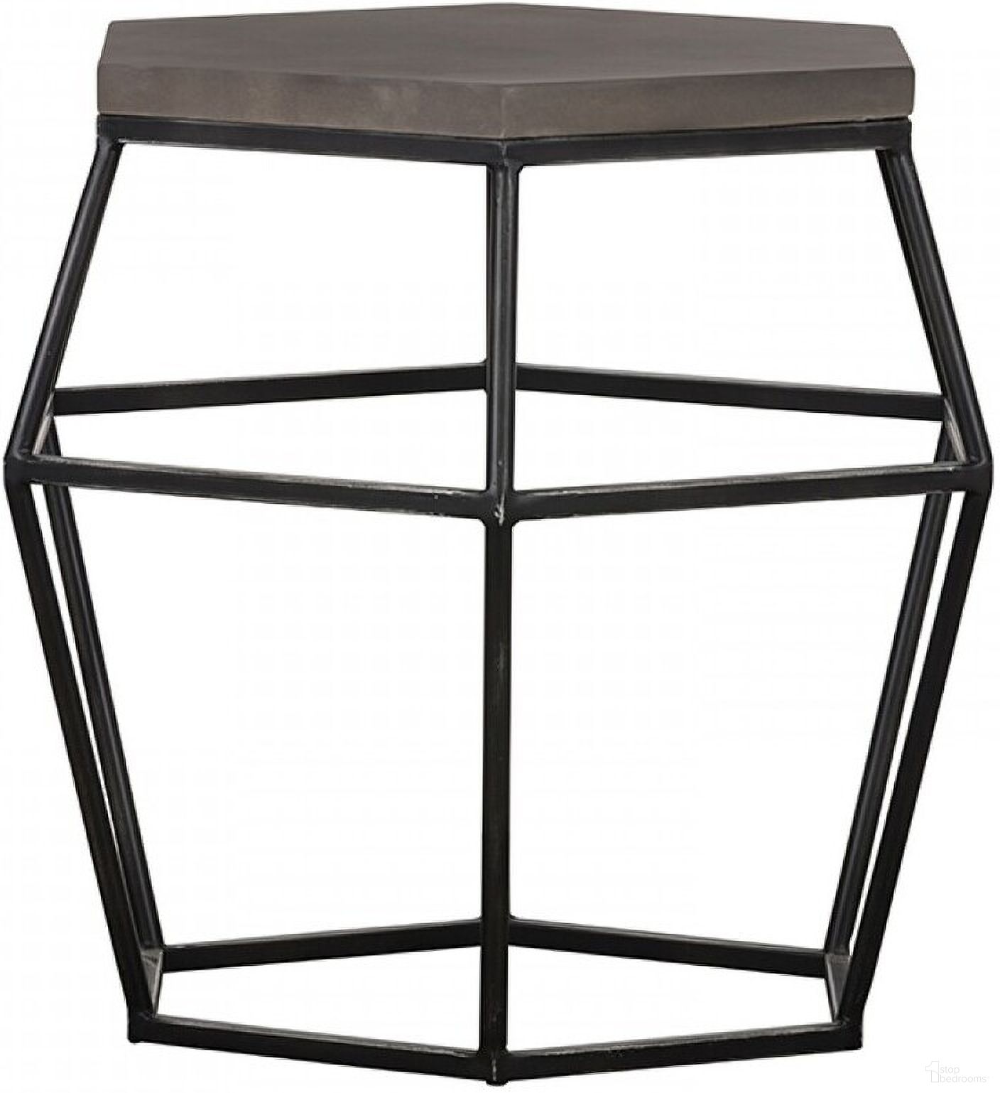 The appearance of Modern Concrete and Metal Hexagonal End Table In Gray and Black designed by Homeroots in the modern / contemporary interior design. This gray and black piece of furniture  was selected by 1StopBedrooms from  to add a touch of cosiness and style into your home. Sku: 473141. Material: Stone.
