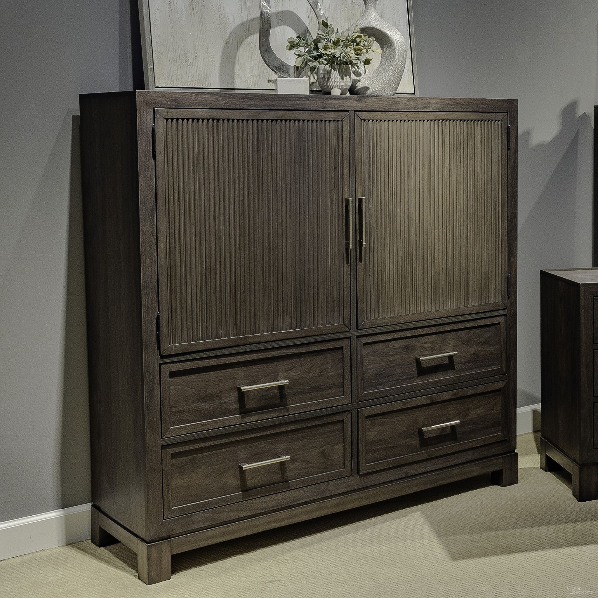 The appearance of Modern Edge Dressing Chest In Brown designed by Liberty in the modern / contemporary interior design. This brown piece of furniture  was selected by 1StopBedrooms from Modern Edge Collection to add a touch of cosiness and style into your home. Sku: 313-BR42. Material: Solid Rubberwood.
