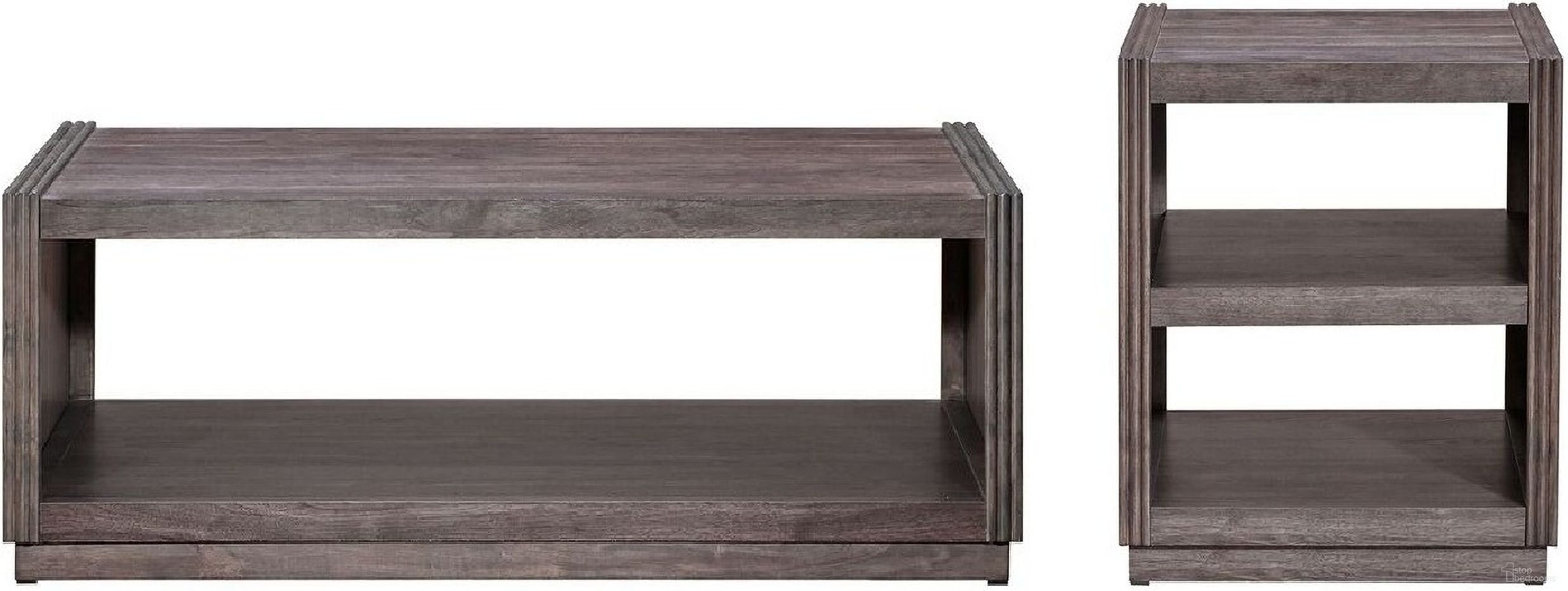 Modern Edge Occasional Table Set In Caffe