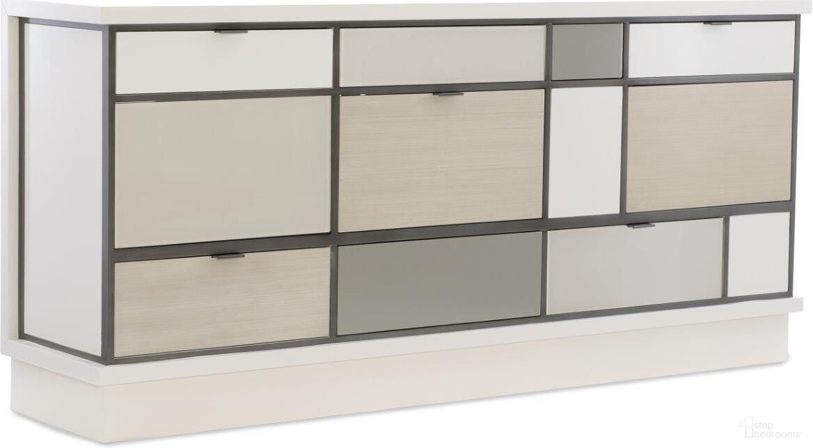 The appearance of Caracole Modern Expressions Repetition Sideboard designed by Caracole in the transitional interior design. This white piece of furniture was selected by 1StopBedrooms from Modern Expressions Collection to add a touch of cosiness and style into your home. Sku: M122-420-211. Material: Wood.