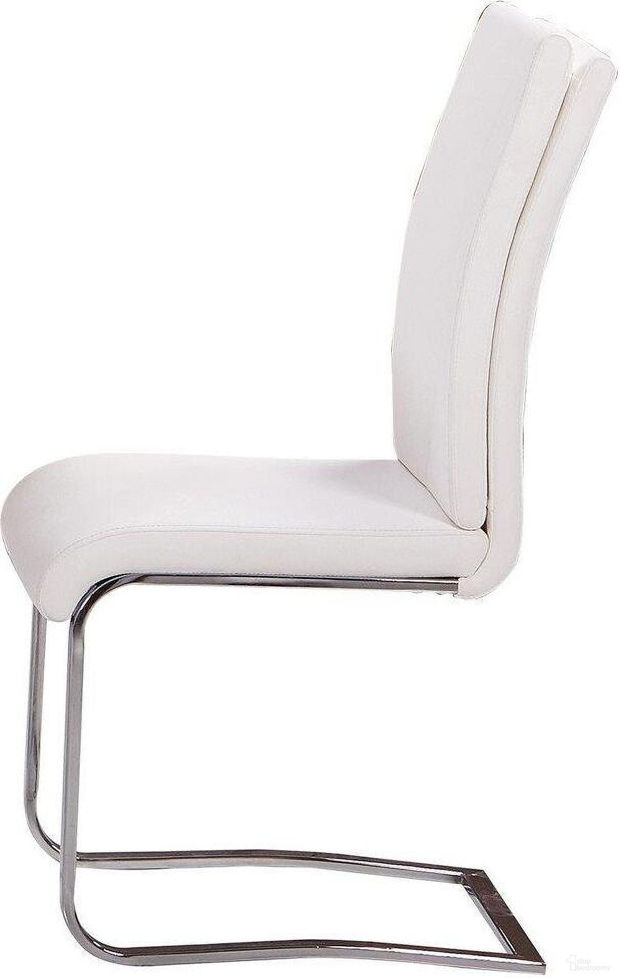 The appearance of Modern Faux Leather Dining Side Chair Set of 2 In White And Chrome designed by Best Master Furniture in the modern / contemporary interior design. This white and chrome piece of furniture  was selected by 1StopBedrooms from  to add a touch of cosiness and style into your home. Sku: BA207WC. Material: Faux Leather. Chair Type: Side Chair.