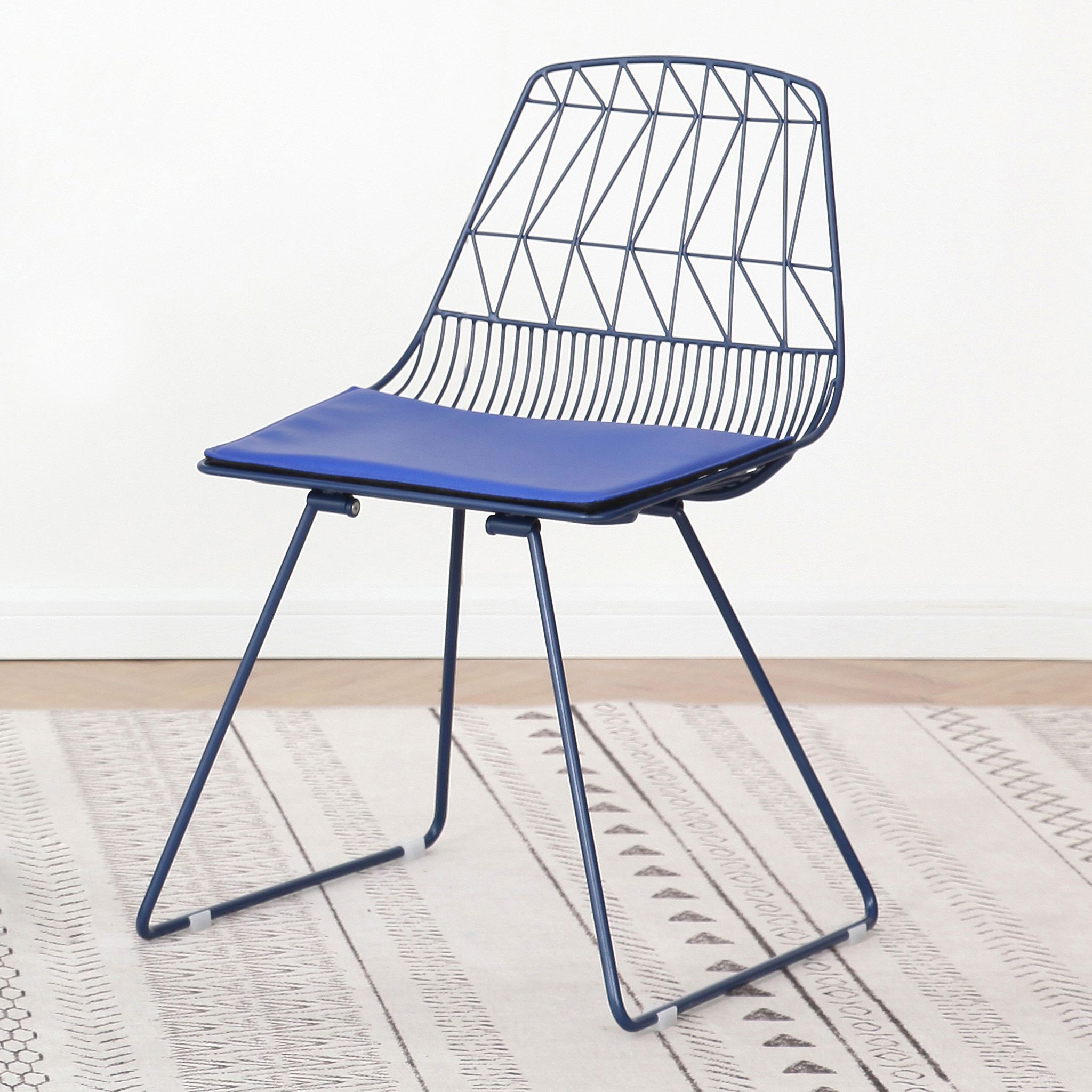 The appearance of Modern Geometric Metal Dining Chair Set of 2 In Midnight Blue designed by AC Pacific in the modern / contemporary interior design. This midnight blue piece of furniture was selected by 1StopBedrooms from to add a touch of cosiness and style into your home. Sku: D-012-MDB. Material: Metal. Chair Type: Side Chair.