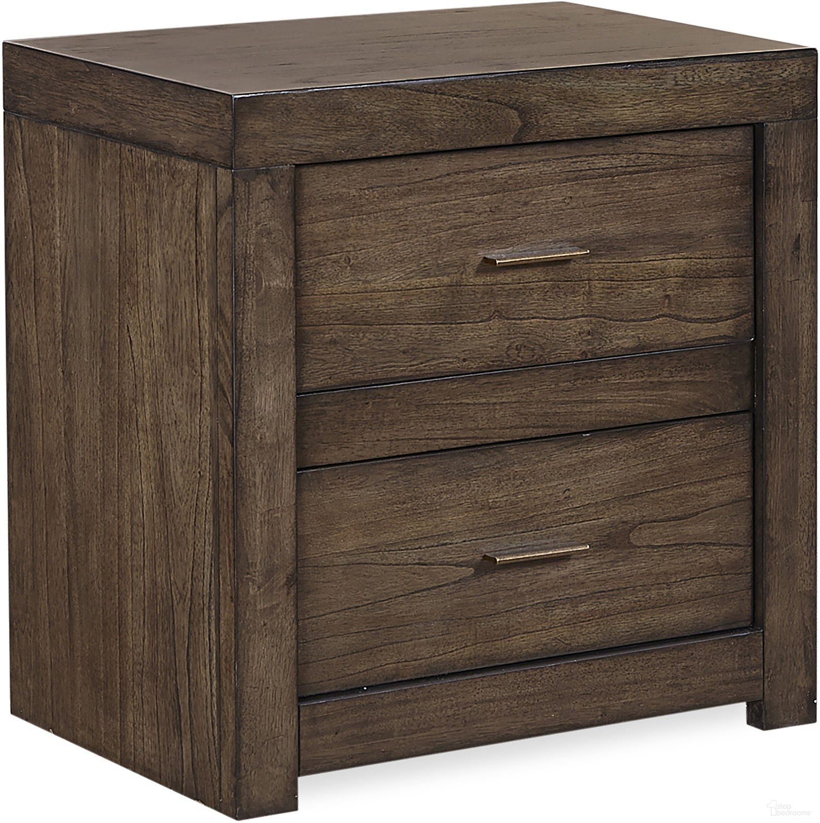 Modern Loft 2 Drawer Nightstand with Power In Brownstone