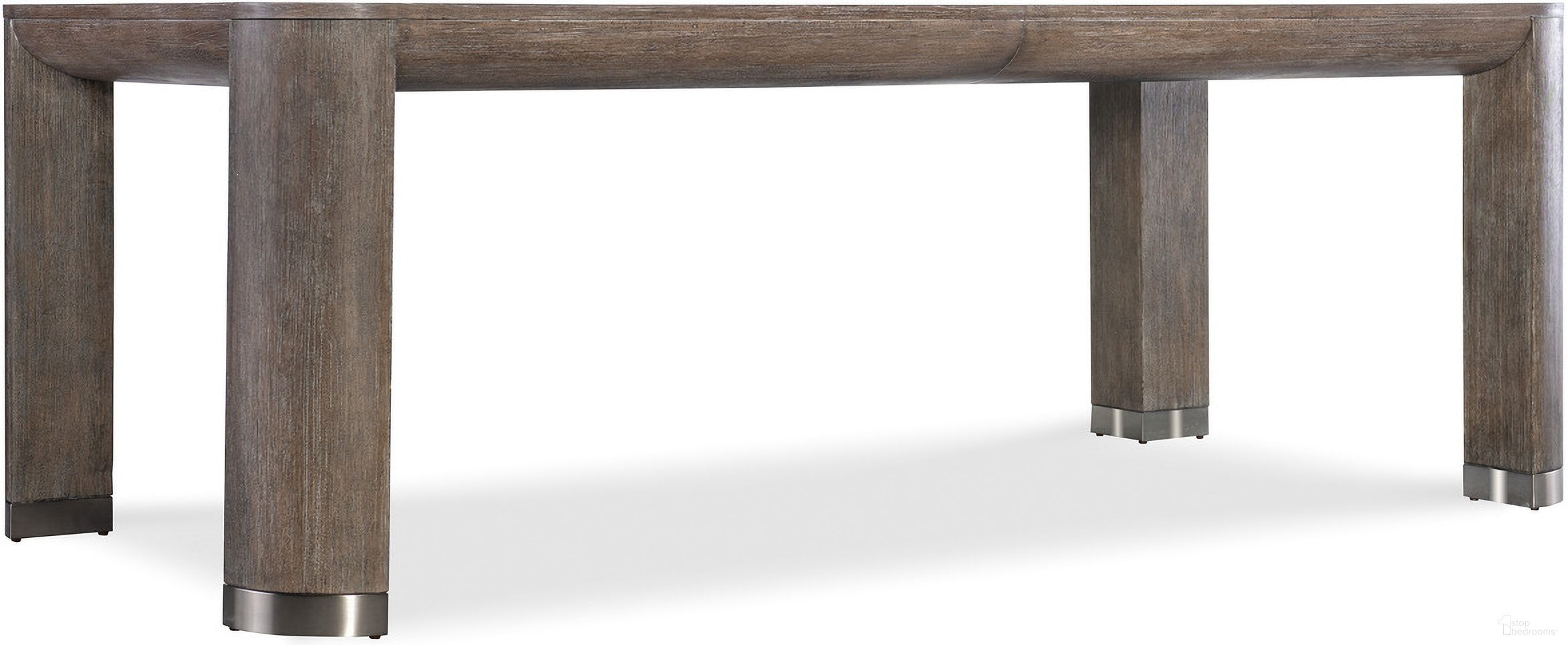 The appearance of Modern Mood Leg Dining Table with 1-24 Inch Leaf In Dark Wood designed by Hooker in the modern / contemporary interior design. This dark wood piece of furniture was selected by 1StopBedrooms from Modern Mood Collection to add a touch of cosiness and style into your home. Sku: 6850-75200-89. Table Base Style: Legs. Table Top Shape: Rectangular. Size: 44" x 86". Material: Oak Veneer.