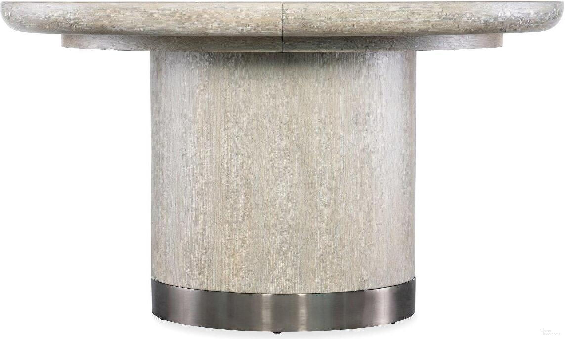 The appearance of Modern Mood Round Dining Table with 1-18 Inch Leaf In Light Wood designed by Hooker in the modern / contemporary interior design. This light wood piece of furniture  was selected by 1StopBedrooms from Modern Mood Collection to add a touch of cosiness and style into your home. Sku: 6850-75201B-80;6850-75201T-80. Table Base Style: Pedestal. Table Top Shape: Round. Size: 54". Material: Oak Veneer.