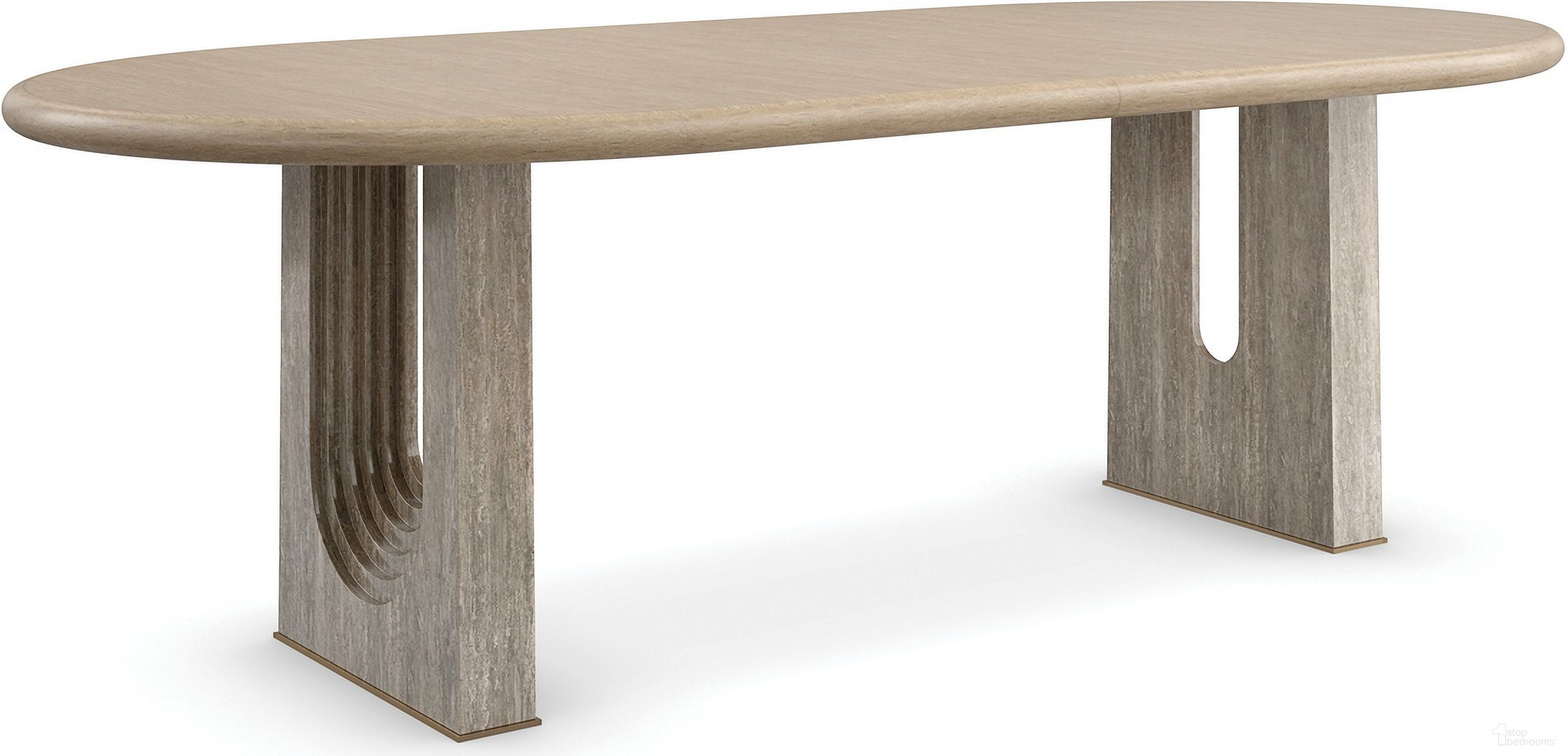 The appearance of Modern Principles Emphasis Dining Table In Oak designed by Caracole in the modern / contemporary interior design. This oak piece of furniture was selected by 1StopBedrooms from Modern Principles Collection to add a touch of cosiness and style into your home. Sku: M142-022-201B;M142-022-201T. Table Base Style: Double Pedestal. Table Top Shape: Oval. Material: Wood. Size: 42" x 94".