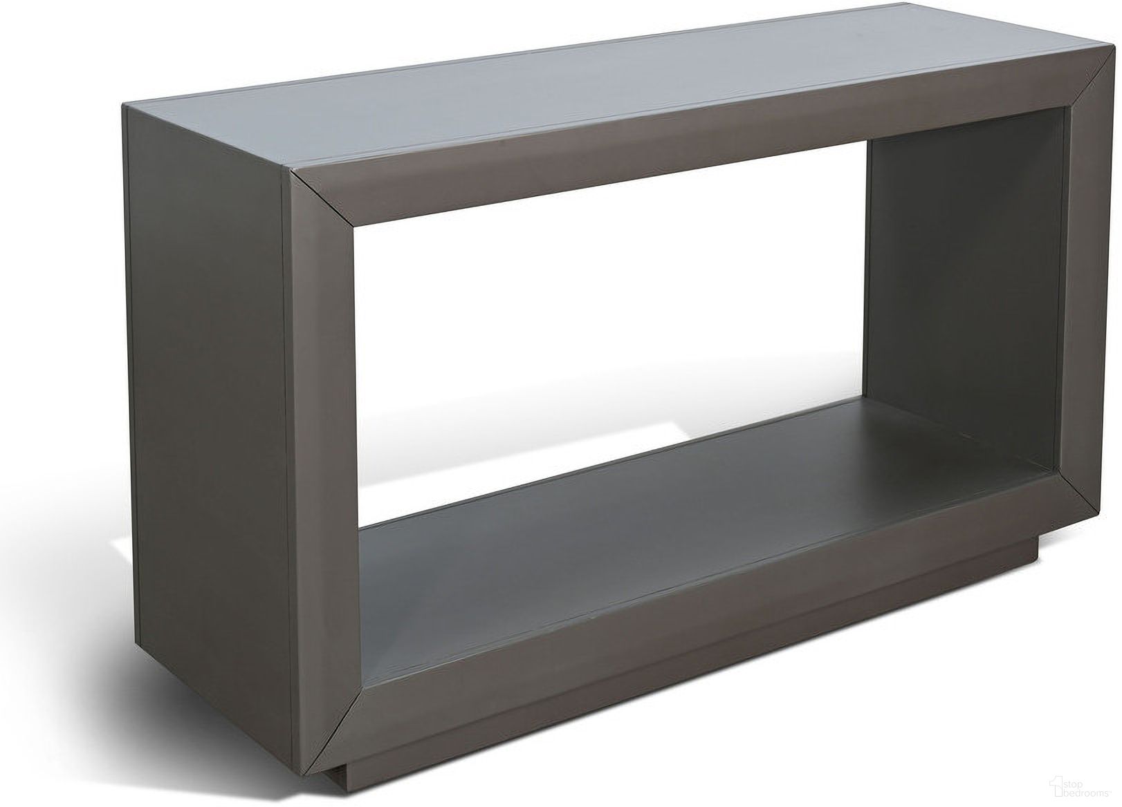 The appearance of Modern Rectangular Sofa Table with Open Storage In Urban Bronze designed by Sunny Designs in the modern / contemporary interior design. This urban bronze piece of furniture  was selected by 1StopBedrooms from  to add a touch of cosiness and style into your home. Sku: 3191UB-S. Material: Solid Wood.