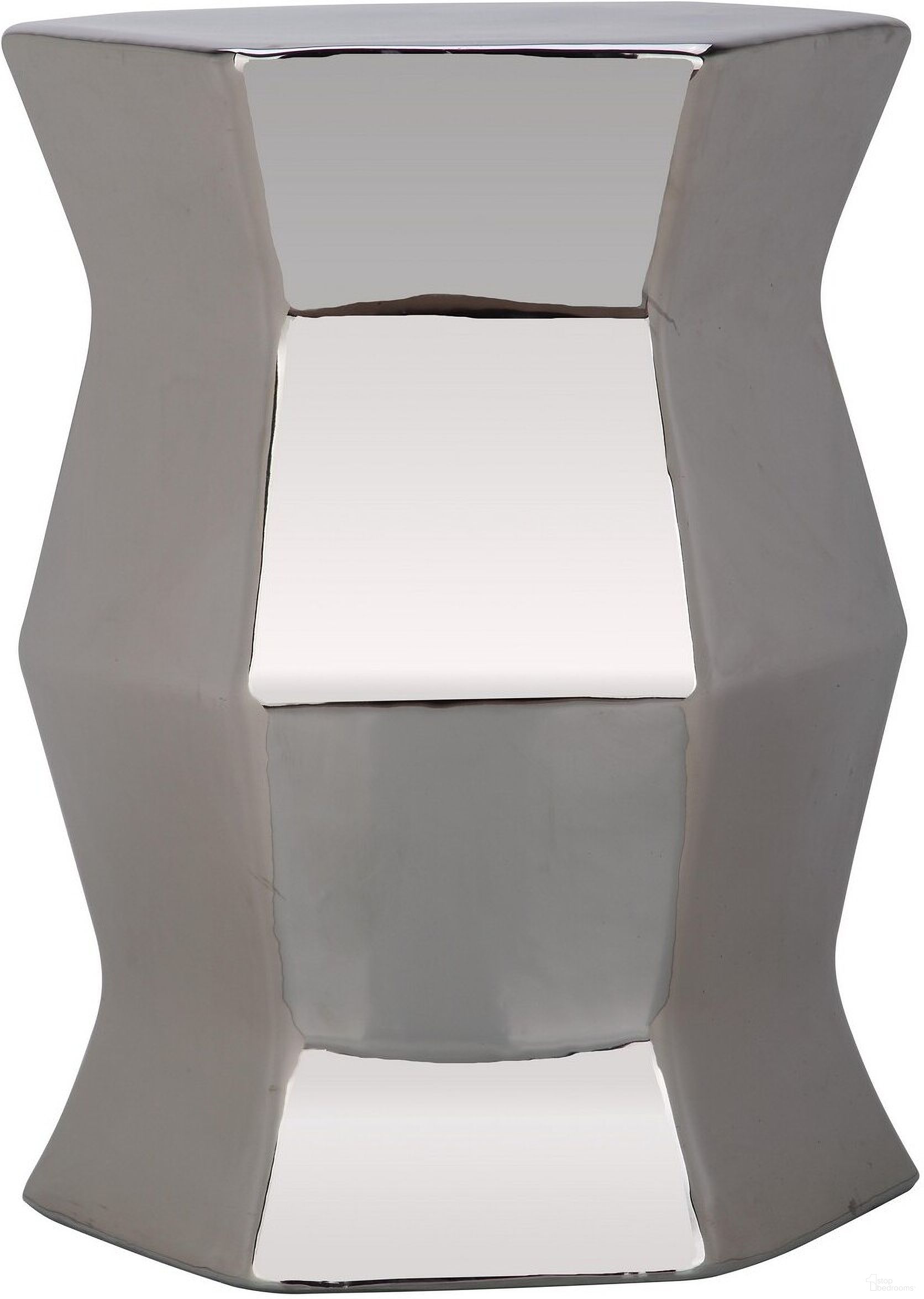 The appearance of Modern Silver Hexagon Garden Stool designed by Safavieh in the modern / contemporary interior design. This silver piece of furniture  was selected by 1StopBedrooms from Modern Collection to add a touch of cosiness and style into your home. Sku: ACS4542G. Material: Ceramic.