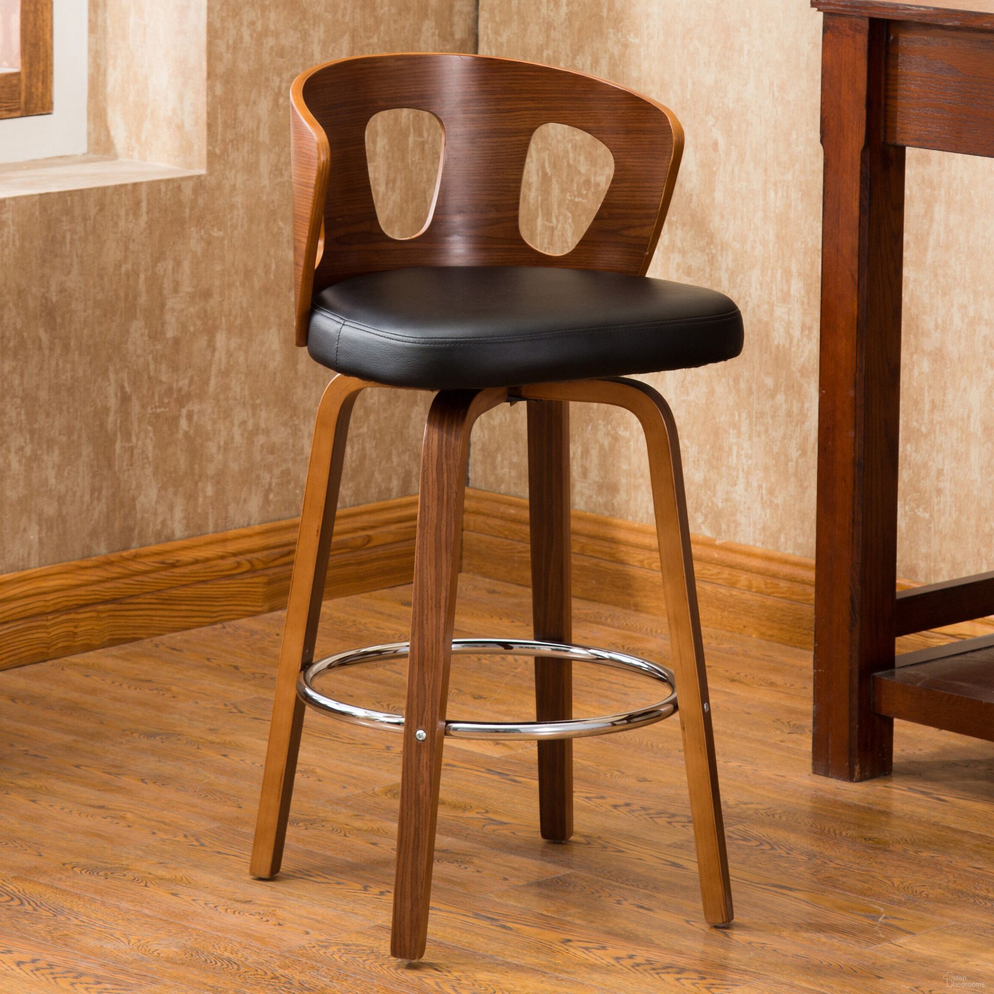 Modern 18 Inch Swivel Barstool In Black