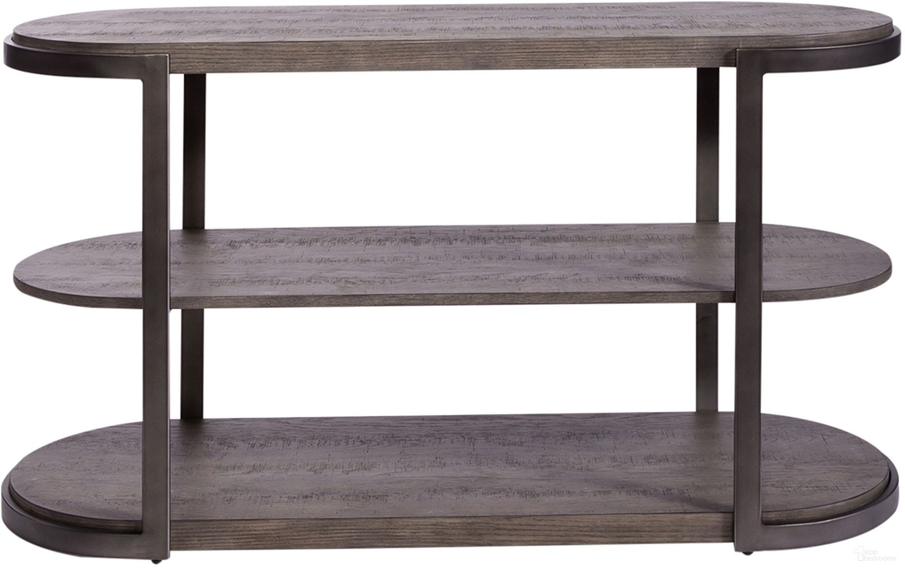 The appearance of Modern View Sofa Table In Gauntlet Gray designed by Liberty in the modern / contemporary interior design. This gray piece of furniture  was selected by 1StopBedrooms from Modern View Collection to add a touch of cosiness and style into your home. Sku: 960-OT1030T;960-OT1030B. Material: Wood Veneer.