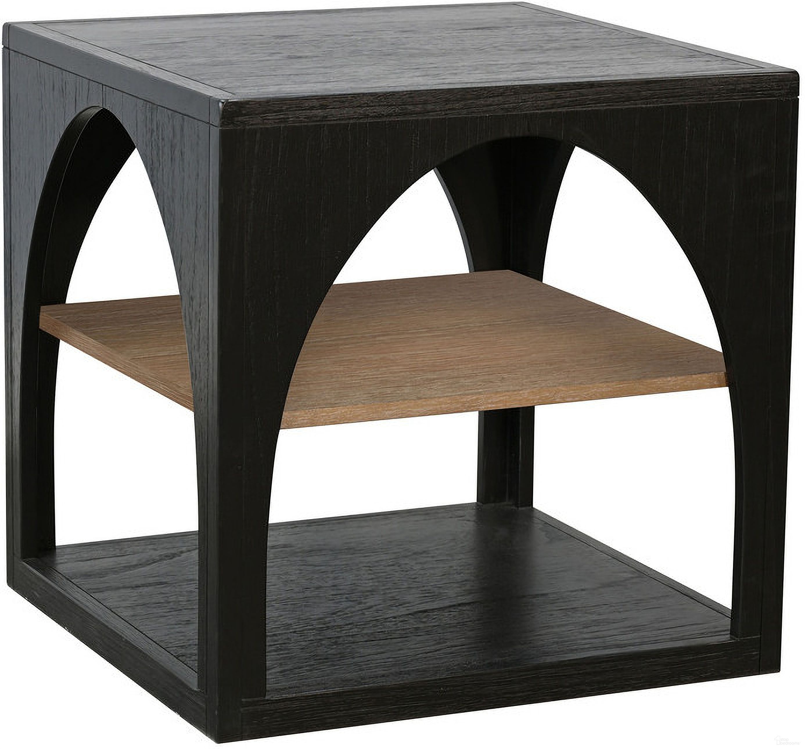The appearance of Modern Wood End Table with Arched Open Shelf Design In Umbra and Oak Grove designed by Sunny Designs in the modern / contemporary interior design. This umbra and oak grove piece of furniture was selected by 1StopBedrooms from Modern Collection to add a touch of cosiness and style into your home. Sku: 3198UO-E. Material: Solid Wood.