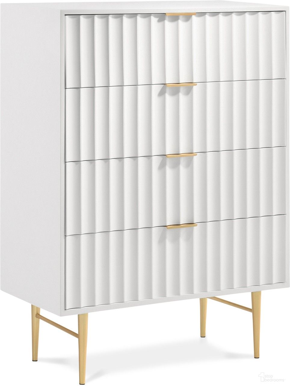 Modernist Gloss Chest In White/Brushed Gold