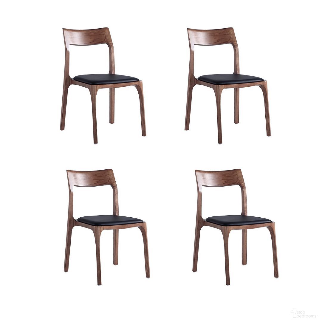 Moderno Stackable Dining Chair Set of 4 In Walnut and Black