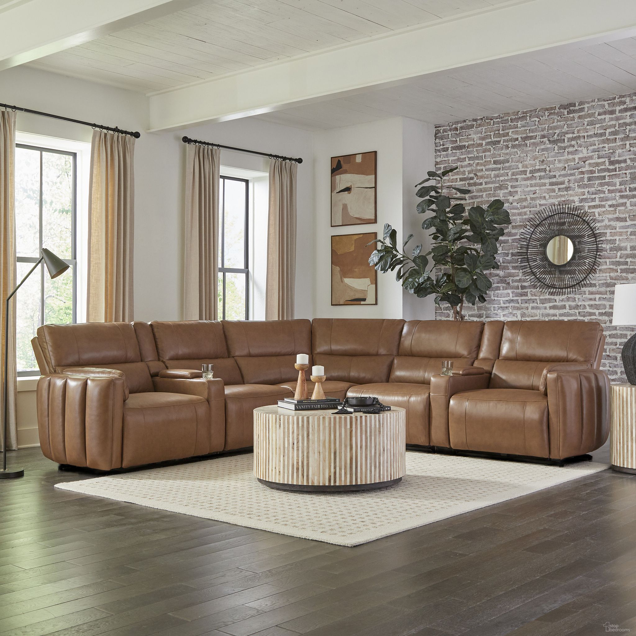 Modesto 7 Piece Modular Power Reclining Sectional with Power Adjustable Headrests In Sable