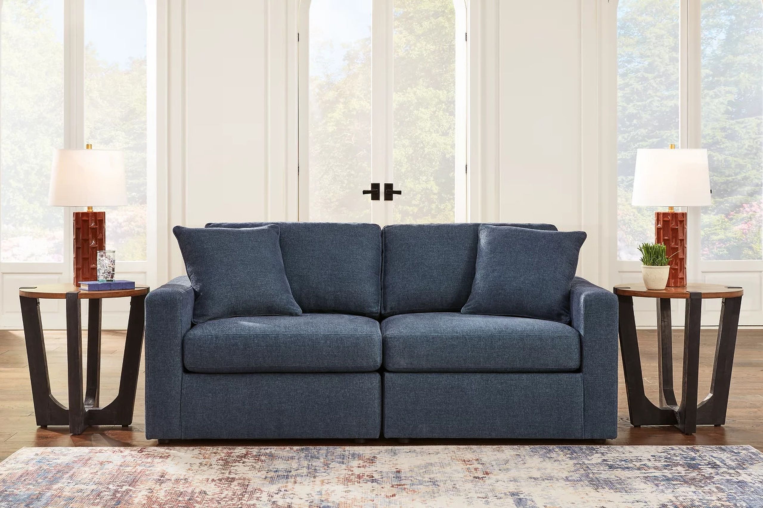 The appearance of Modmax 2-Piece Loveseat In Ink designed by Signature Design by Ashley in the modern / contemporary interior design. This ink piece of furniture was selected by 1StopBedrooms from Modmax Collection to add a touch of cosiness and style into your home. Sku: 9212164;9212165. Material: Performance Fabric.