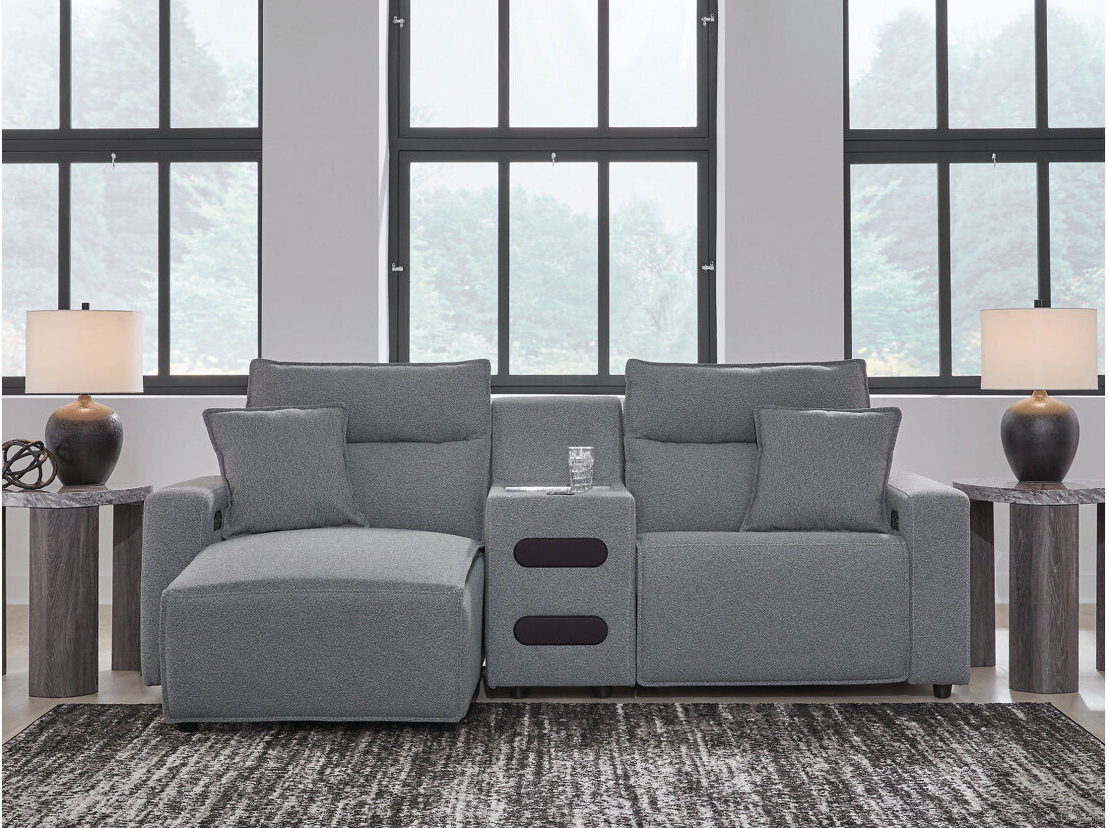 The appearance of Modmax 3-Piece Power Reclining Sectional with LAF Chaise In Salt and Pepper designed by Signature Design by Ashley in the modern / contemporary interior design. This salt & pepper piece of furniture  was selected by 1StopBedrooms from Modmax Collection to add a touch of cosiness and style into your home. Sku: 6590679;6590660;6590662. Material: Polyester. Layout: L-Shape. Orientation: LAF.