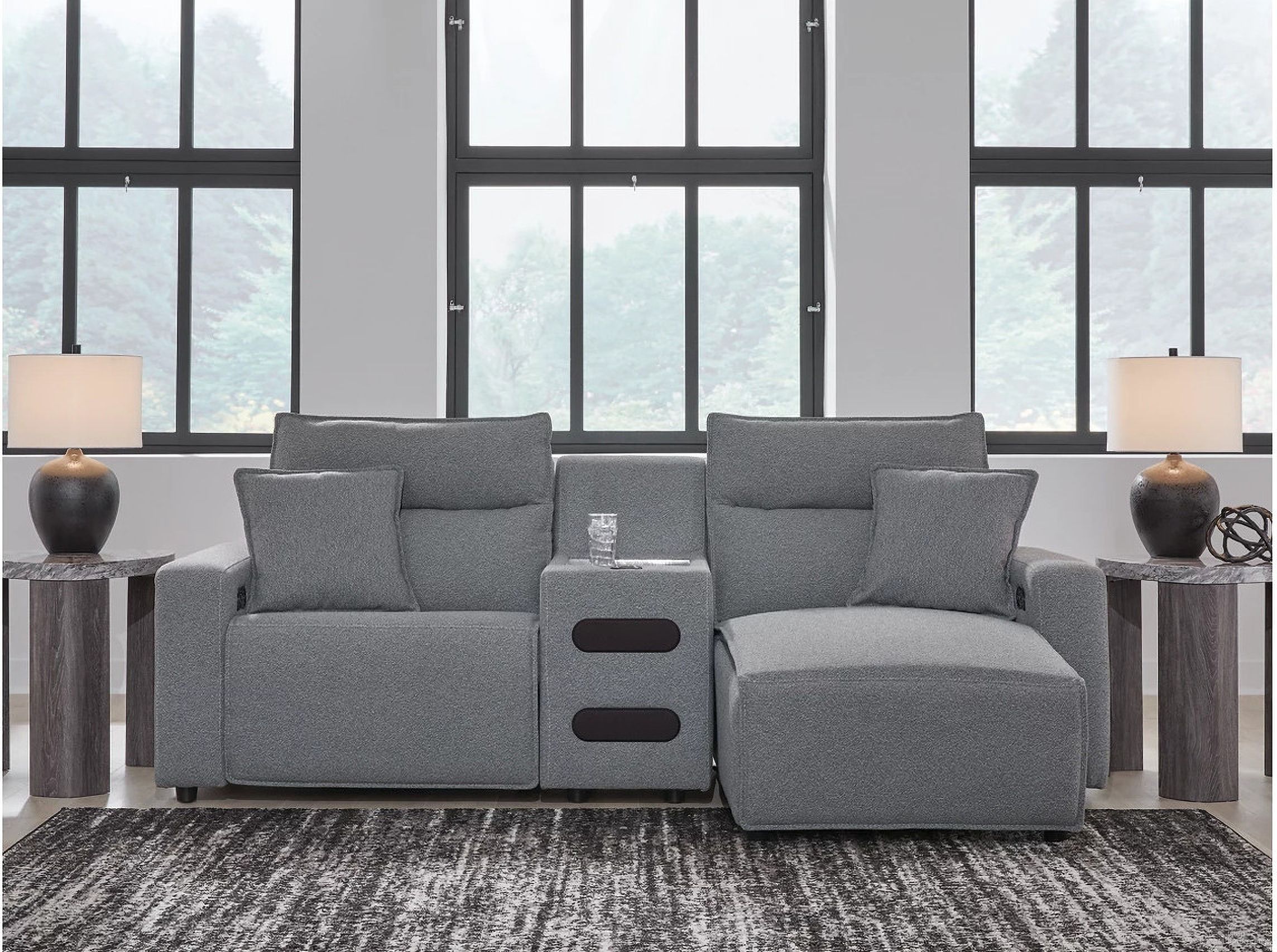 The appearance of Modmax 3-Piece Power Reclining Sectional with RAF Chaise In Salt and Pepper designed by Signature Design by Ashley in the modern / contemporary interior design. This salt & pepper piece of furniture was selected by 1StopBedrooms from Modmax Collection to add a touch of cosiness and style into your home. Sku: 6590658;6590660;6590697. Material: Polyester. Layout: L-Shape. Orientation: RAF.
