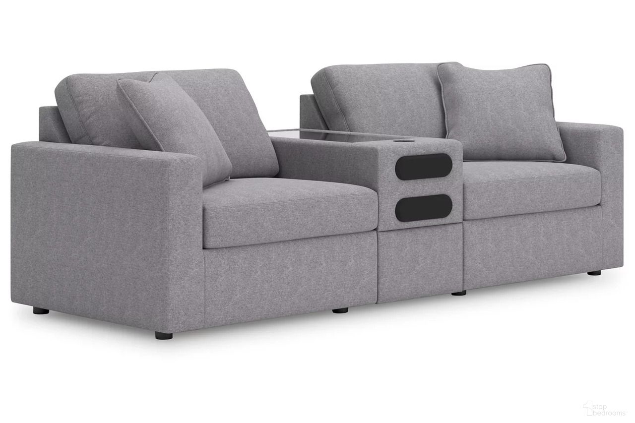 The appearance of Modmax 3-Piece Sectional with Audio Console In Granite designed by Signature Design by Ashley in the modern / contemporary interior design. This granite piece of furniture  was selected by 1StopBedrooms from Modmax Collection to add a touch of cosiness and style into your home. Sku: 9210427;9210464;9210465. Material: Performance Fabric.