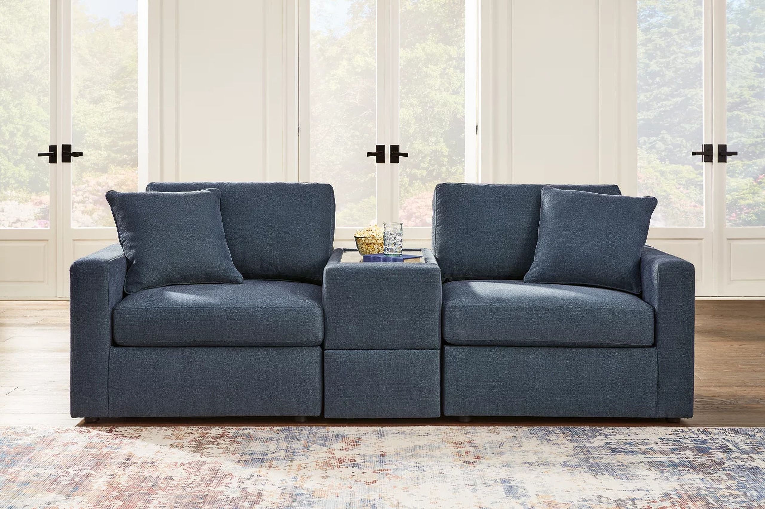 The appearance of Modmax 3-Piece Loveseat In Ink designed by Signature Design by Ashley in the modern / contemporary interior design. This ink piece of furniture was selected by 1StopBedrooms from Modmax Collection to add a touch of cosiness and style into your home. Sku: 9212157;9212164;9212165. Material: Performance Fabric.