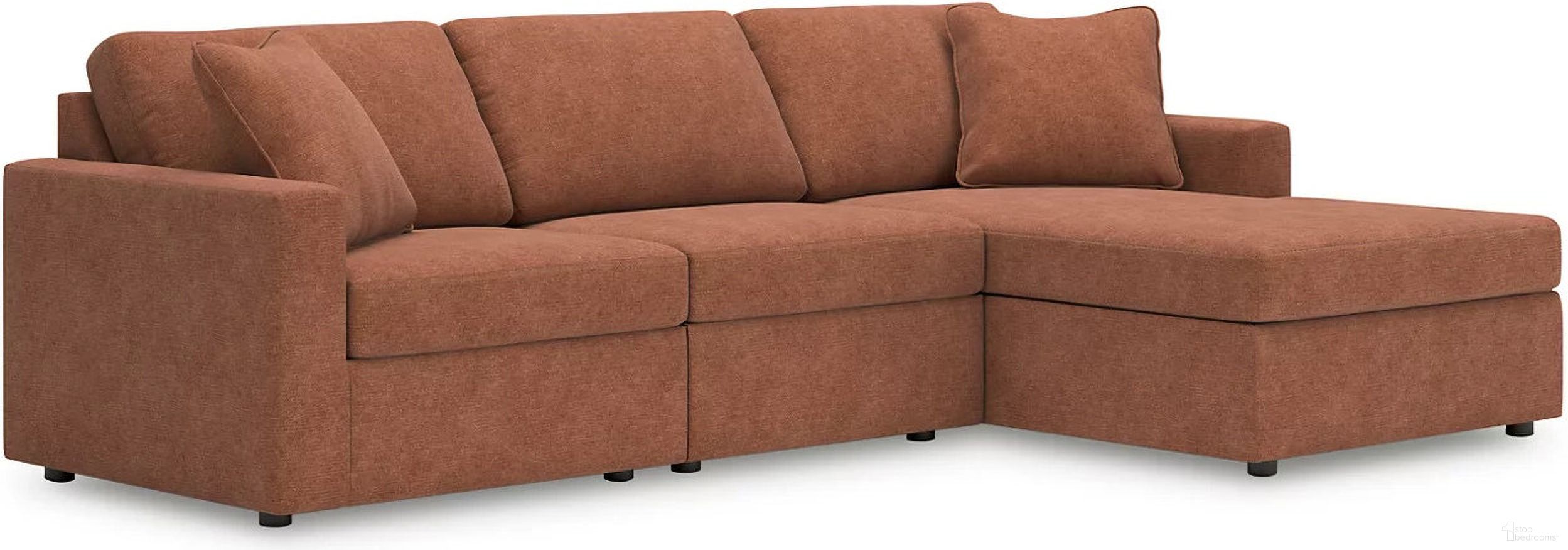 The appearance of Modmax 3-Piece Sectional with Chaise In Spice designed by Signature Design by Ashley in the modern / contemporary interior design. This spice piece of furniture was selected by 1StopBedrooms from Modmax Collection to add a touch of cosiness and style into your home. Sku: 9210264;9210246;9210217. Material: Polyester. Layout: L-Shape. Orientation: RAF.
