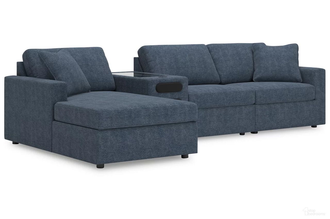 The appearance of Modmax 4-Piece LAF Sectional with Audio Console In Ink designed by Signature Design by Ashley in the modern / contemporary interior design. This ink piece of furniture  was selected by 1StopBedrooms from Modmax Collection to add a touch of cosiness and style into your home. Sku: 9212116;9212146;9212127;9212165. Material: Performance Fabric. Layout: L-Shape. Orientation: LAF.