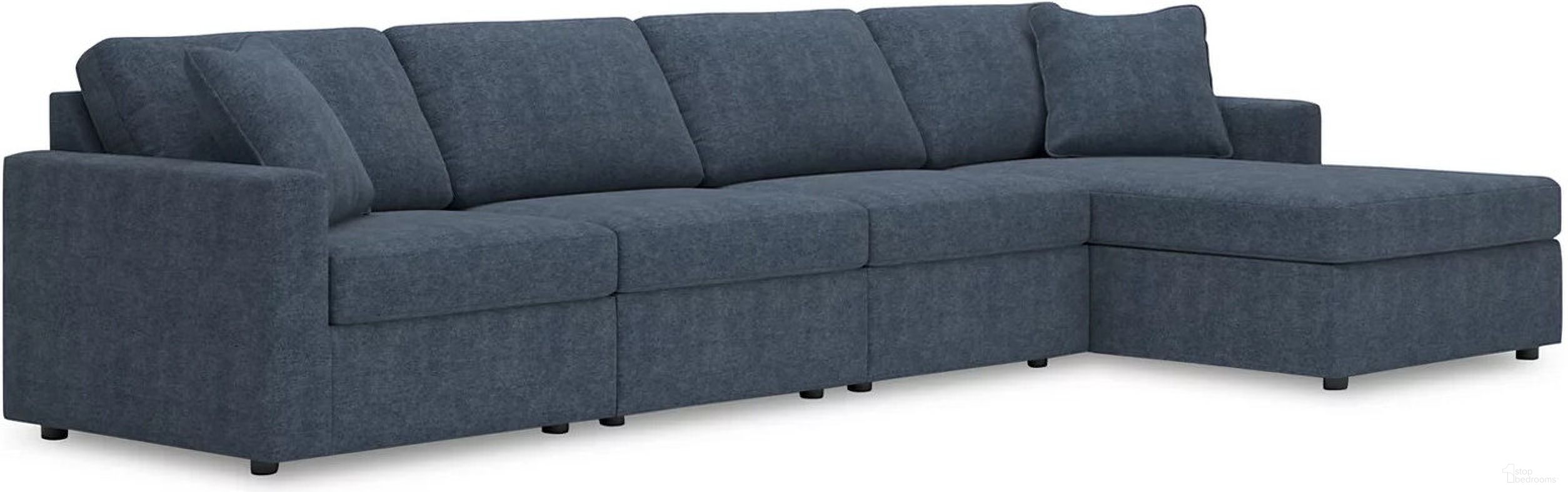 The appearance of Modmax 4-Piece RAF Sectional with Chaise In Ink designed by Signature Design by Ashley in the modern / contemporary interior design. This ink piece of furniture  was selected by 1StopBedrooms from Modmax Collection to add a touch of cosiness and style into your home. Sku: 9212164;9212146;9212146;9212117. Material: Performance Fabric. Layout: L-Shape. Orientation: RAF.