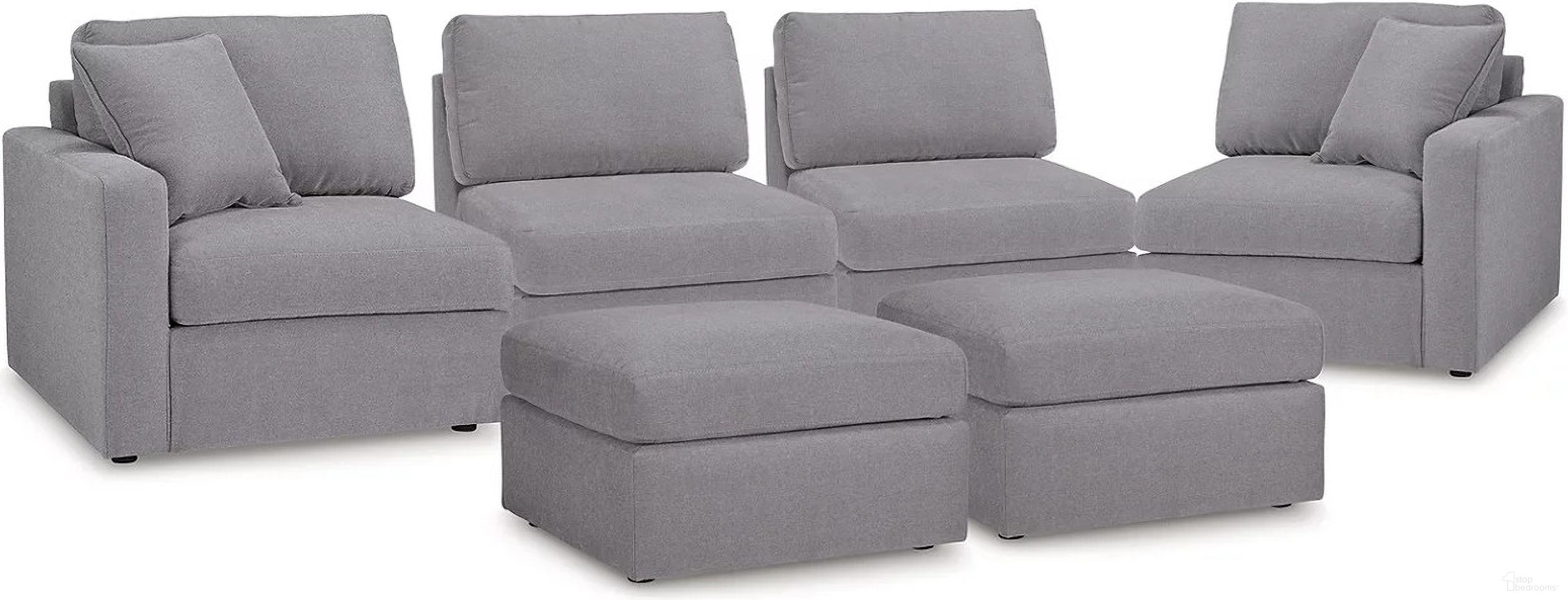 The appearance of Modmax 4-Piece Sectional and 2 Ottomans In Granite designed by Signature Design by Ashley in the modern / contemporary interior design. This granite piece of furniture  was selected by 1StopBedrooms from Modmax Collection to add a touch of cosiness and style into your home. Sku: 9210464;9210446;9210446;9210408;9210408;9210465. Material: Performance Fabric.