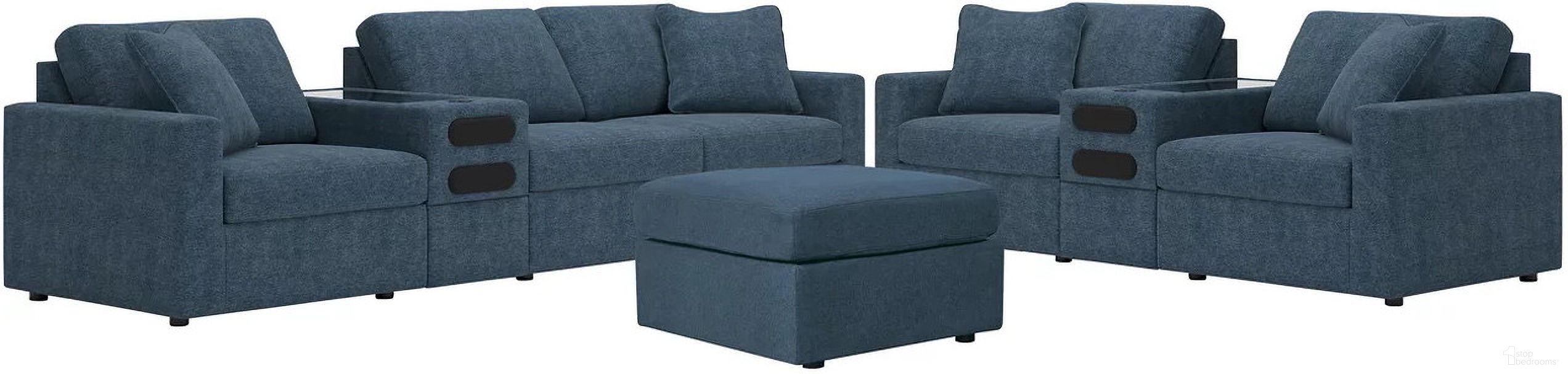 The appearance of Modmax 4-Piece Sectional Sofa with 3-Piece Sectional Loveseat and Ottoman In Ink designed by Signature Design by Ashley in the modern / contemporary interior design. This ink piece of furniture was selected by 1StopBedrooms from Modmax Collection to add a touch of cosiness and style into your home. Sku: 9212108;9212127;9212127;9212146;9212164;9212164;9212165;9212165. Material: Performance Fabric.