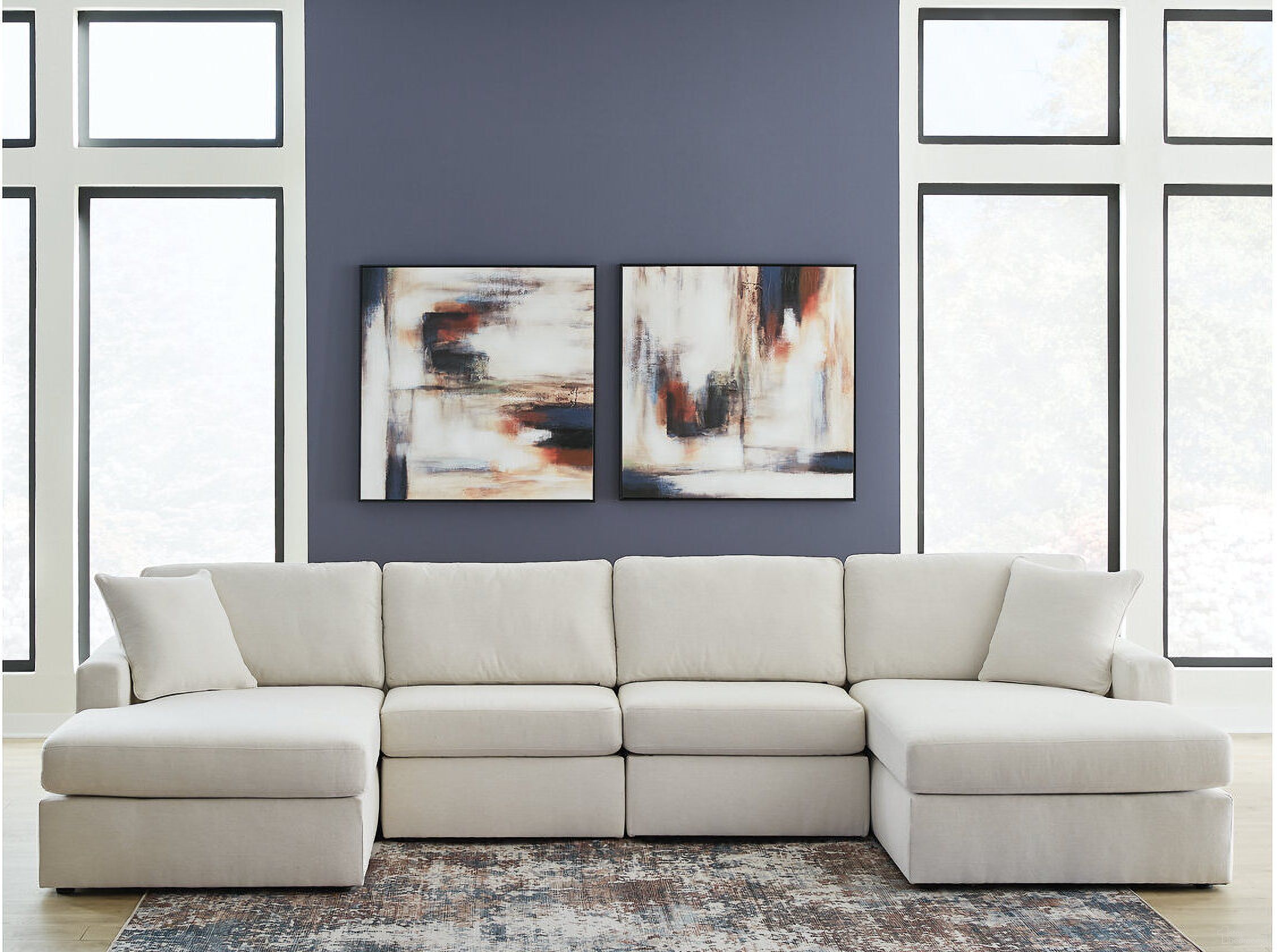 The appearance of Modmax 4-Piece Sectional with Chaise In Oyster designed by Signature Design by Ashley in the modern / contemporary interior design. This oyster piece of furniture was selected by 1StopBedrooms from Modmax Collection to add a touch of cosiness and style into your home. Sku: 9210316;9210346;9210346;9210317. Material: Polyester. Layout: U-Shape.