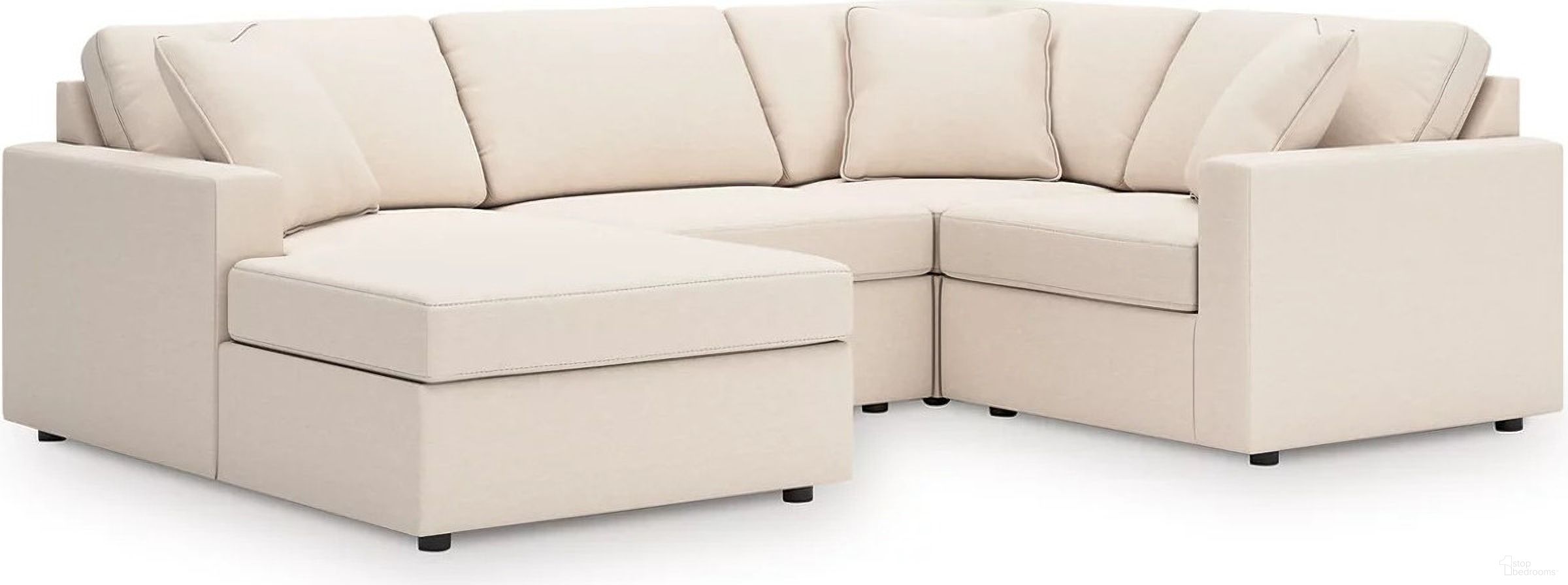 The appearance of Modmax 4-Piece Sectional with LAF Chaise In Oyster designed by Signature Design by Ashley in the modern / contemporary interior design. This oyster piece of furniture was selected by 1StopBedrooms from Modmax Collection to add a touch of cosiness and style into your home. Sku: 9210316;9210346;9210377;9210365. Material: Performance Fabric. Layout: U-Shape. Orientation: LAF.
