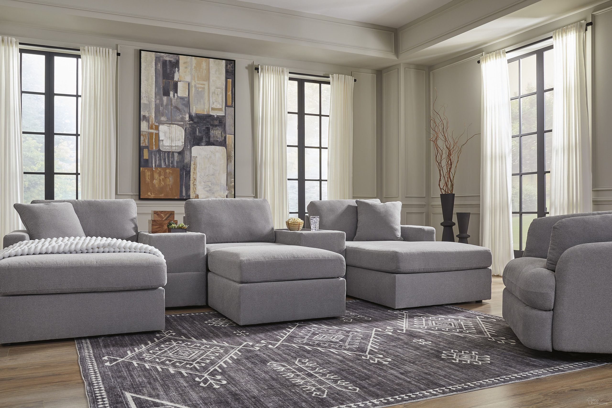 The appearance of Modmax 5-Piece Pit Sectional In Granite designed by Signature Design by Ashley in the modern / contemporary interior design. This granite piece of furniture was selected by 1StopBedrooms from Modmax Collection to add a touch of cosiness and style into your home. Sku: 9210416;9210446;9210457;9210457;9210417. Material: Performance Fabric. Layout: U-Shape.