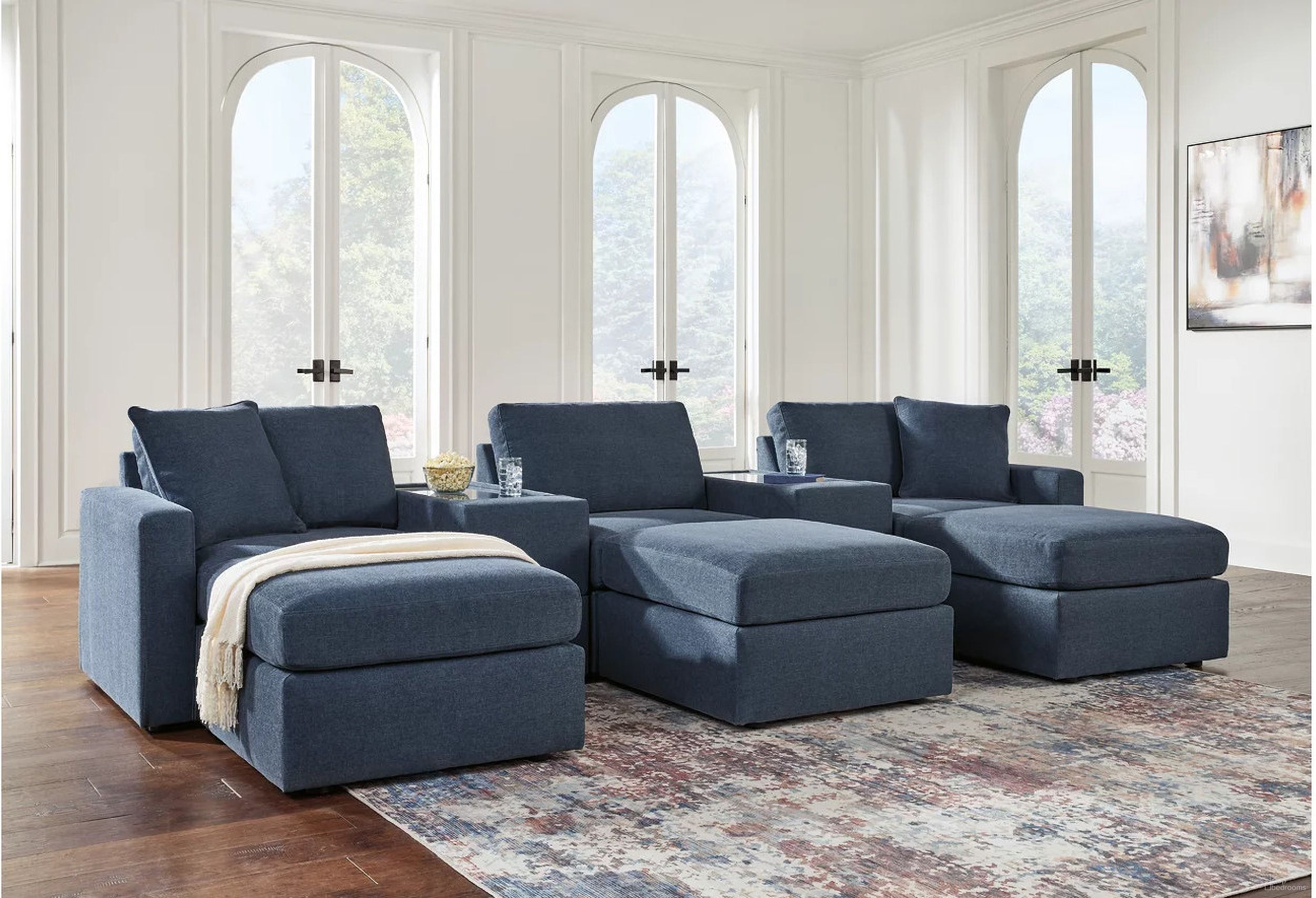 Modmax 5-Piece Sectional and 3 Ottomans In Ink