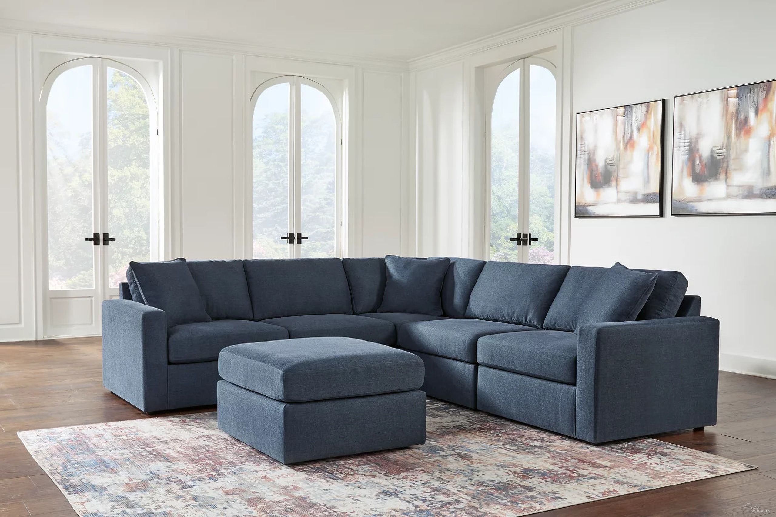The appearance of Modmax 5-Piece Sectional and Ottoman In Ink designed by Signature Design by Ashley in the modern / contemporary interior design. This ink piece of furniture  was selected by 1StopBedrooms from Modmax Collection to add a touch of cosiness and style into your home. Sku: 9212164;9212108;9212146;9212146;9212177;9212165. Material: Performance Fabric. Layout: L-Shape.